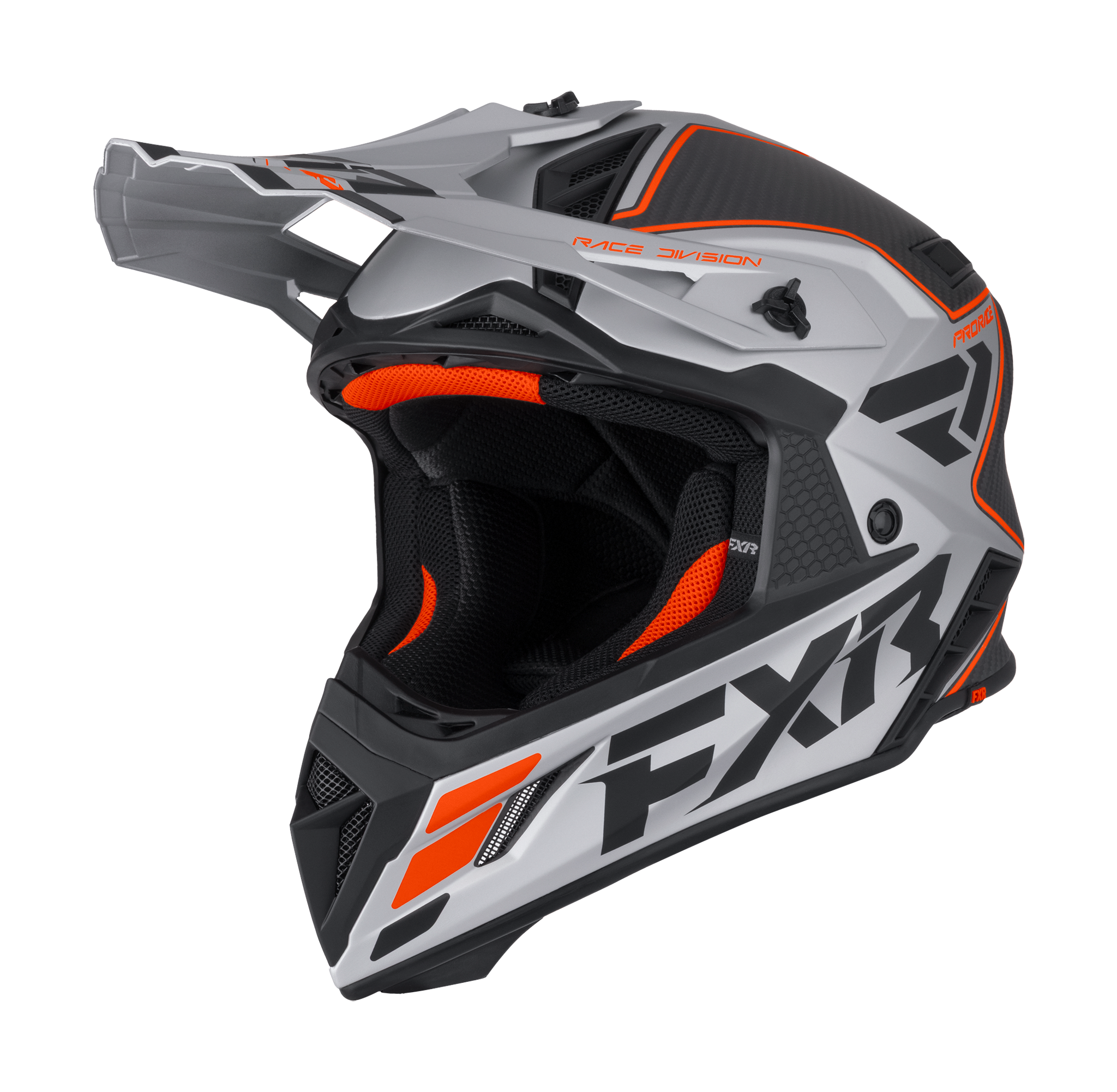 FXR Motocross Helmet Helium Carbon - Orange / Silver