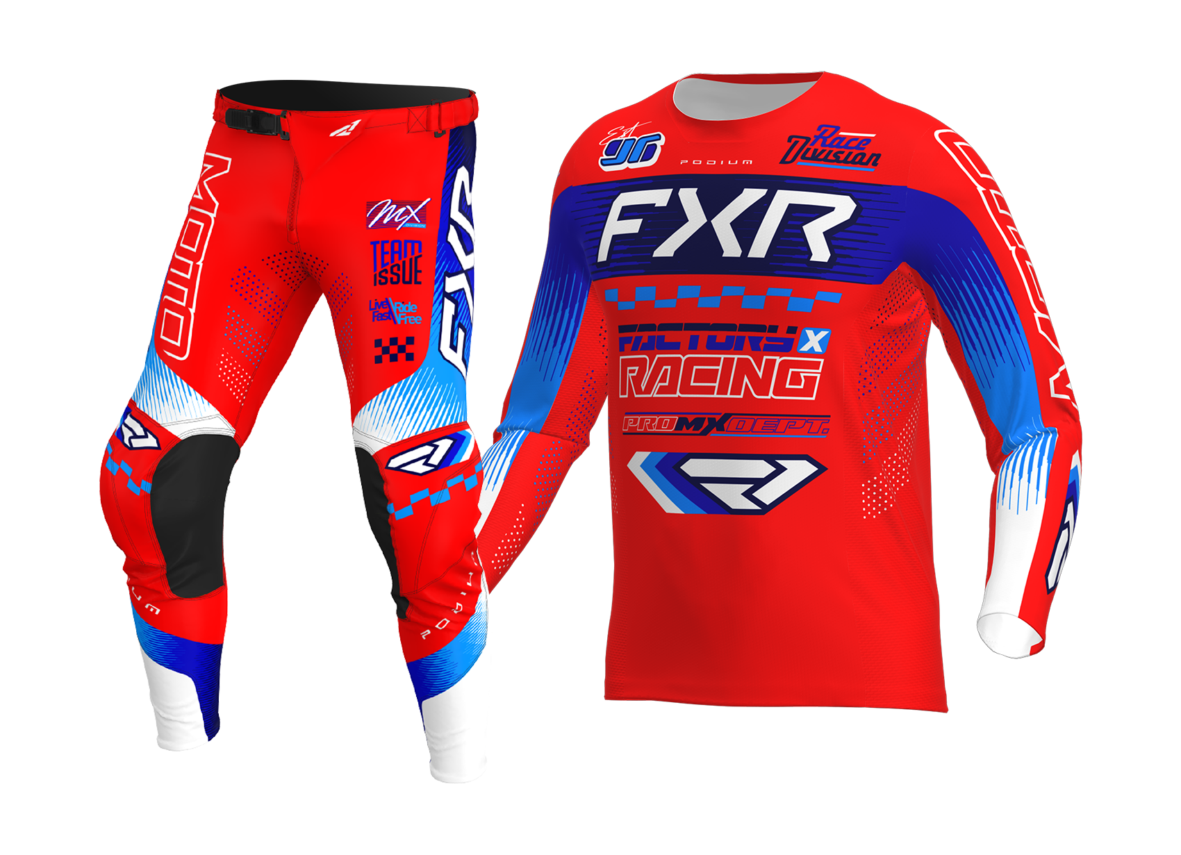 FXR Motocross Gear 2026 Podium Gladiator - Red / Blue / White