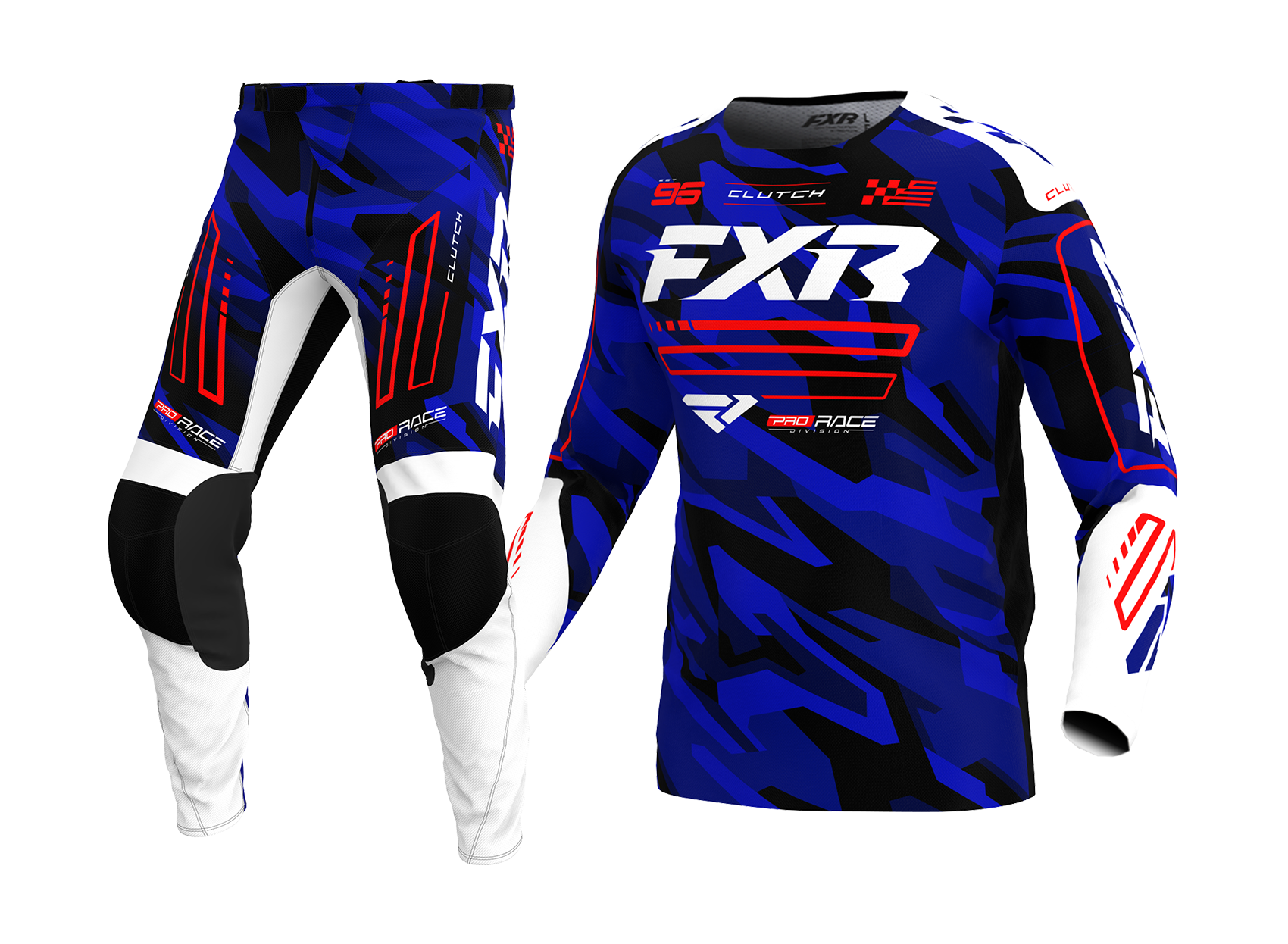 FXR Motocross Gear Clutch - Blue Camo / Red