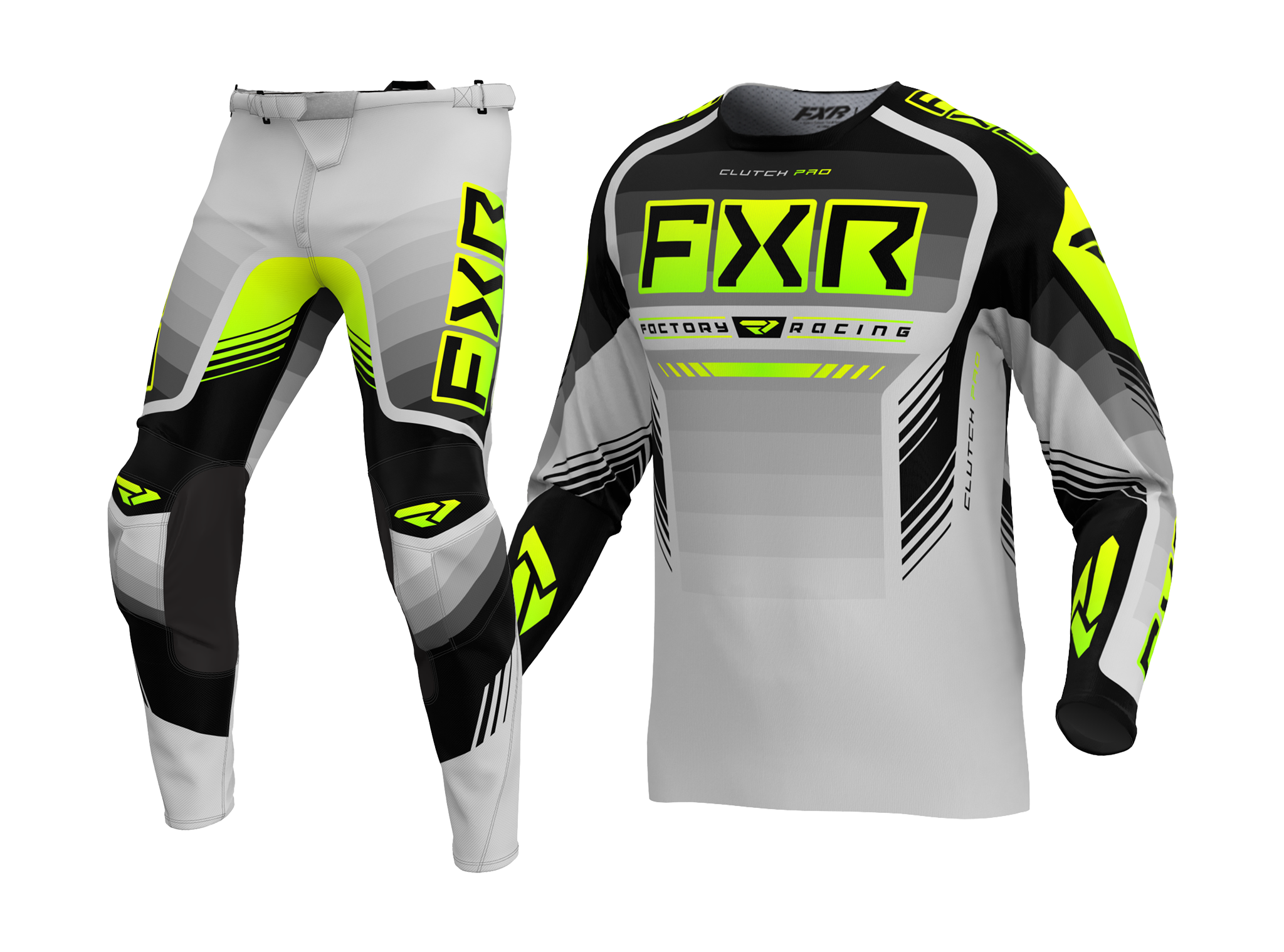 FXR Motocross Gear Clutch Pro - Grey / HiVis