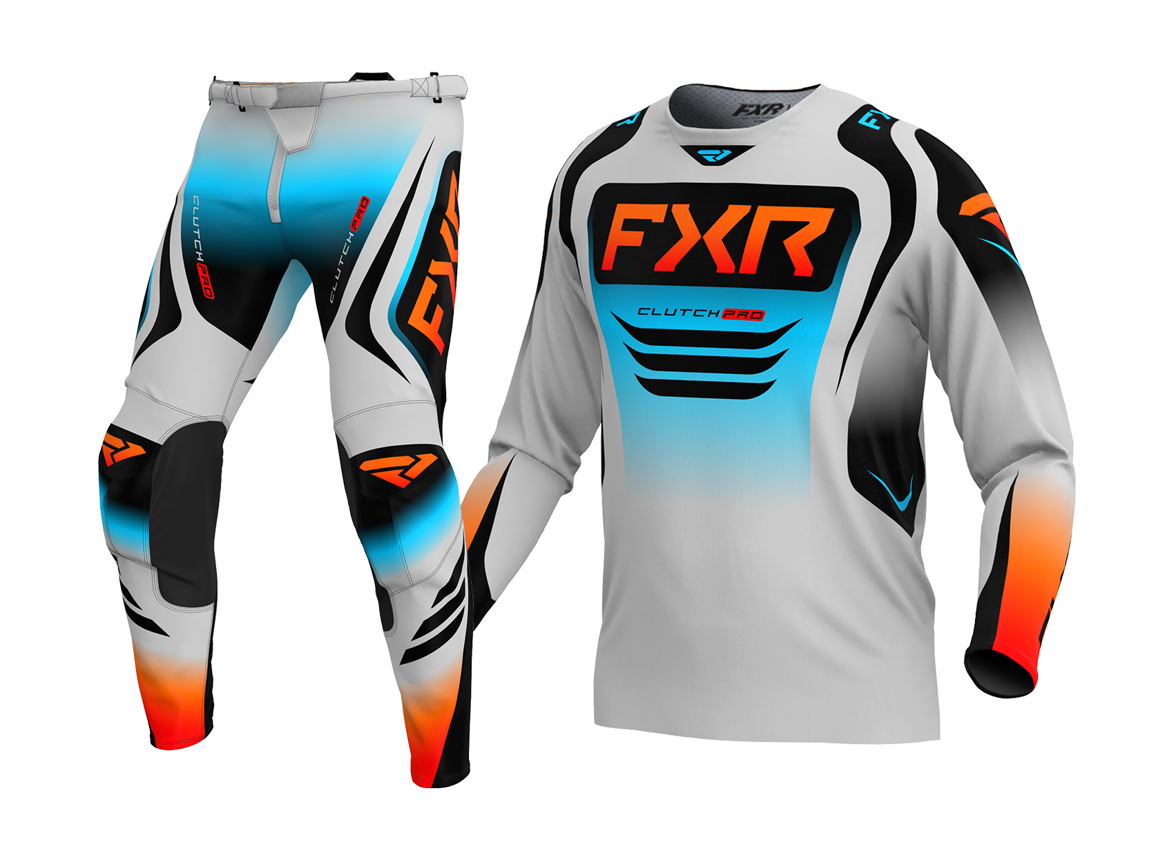 FXR Motocross Gear Clutch Pro - Grey / Sky / Orange
