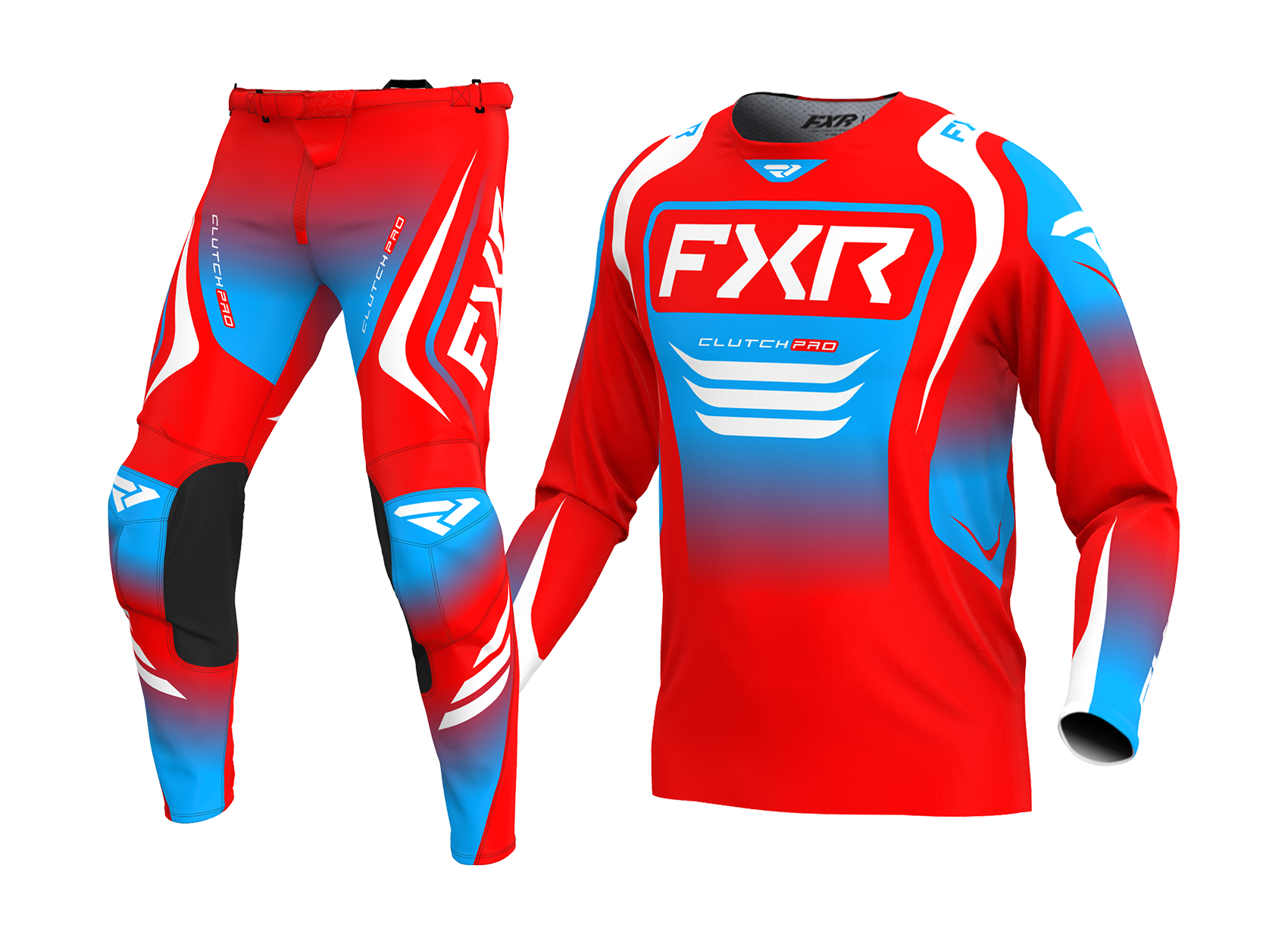 FXR Motocross Gear Clutch Pro - Red / White / Cyan