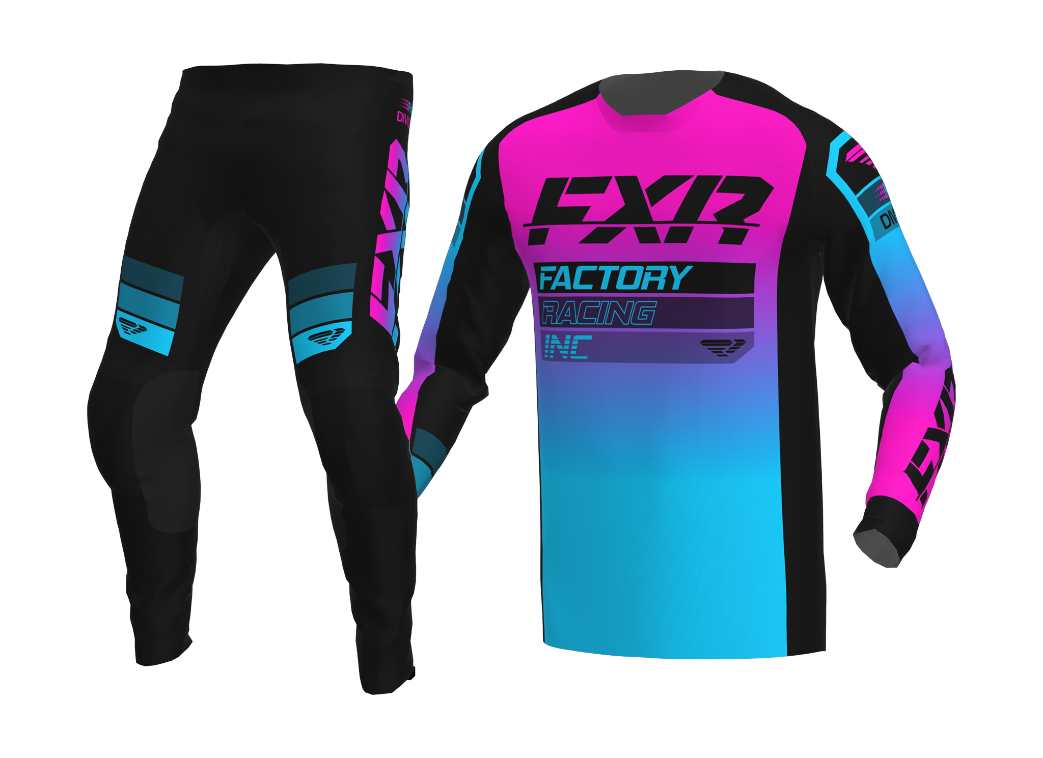 FXR Motocross Gear Clutch - Black / Sky / Pink