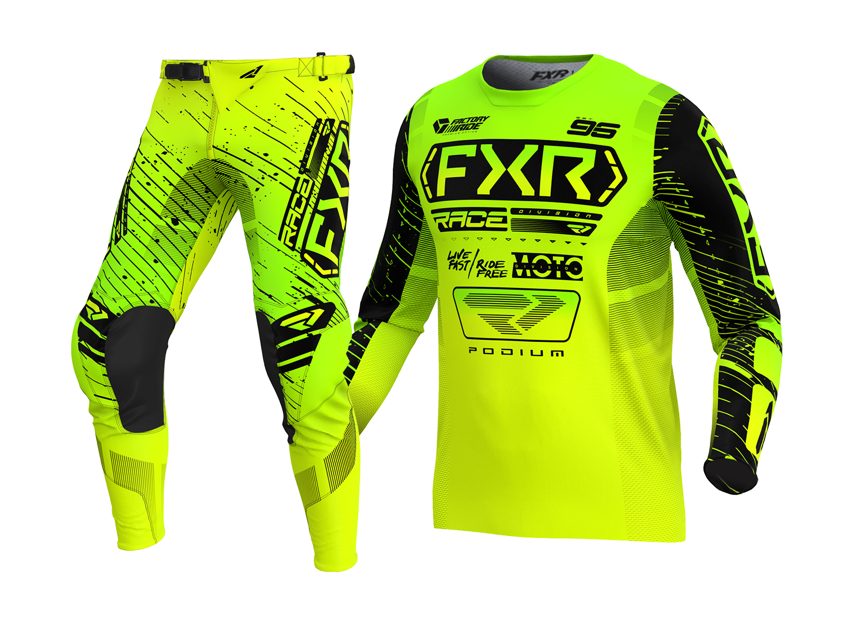 FXR Motocross Gear Podium - HiVis / Lime / Black