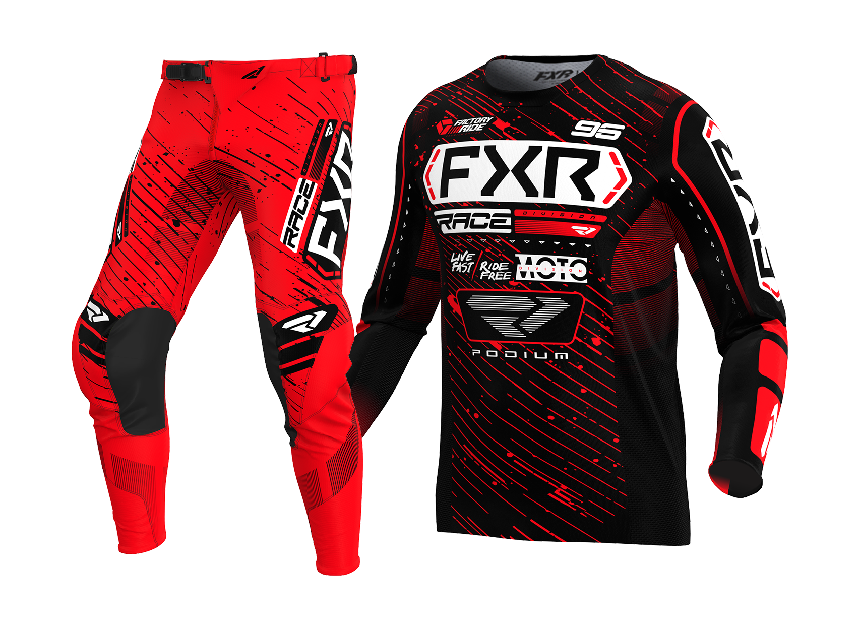 FXR Motocross Gear Podium - Black / Red