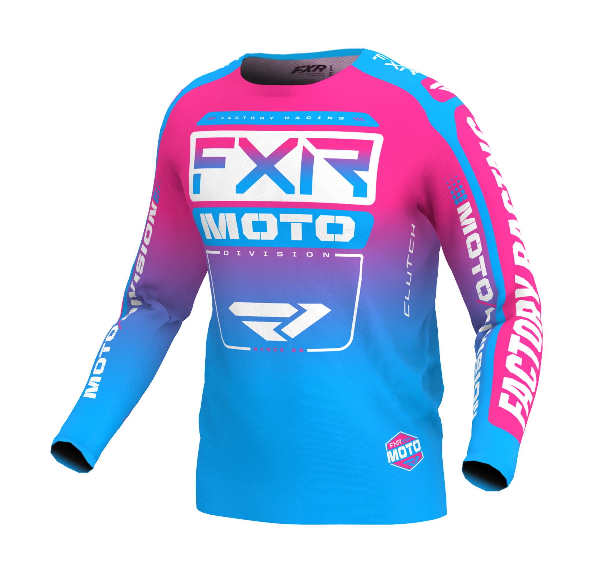 FXR Youth Motocross Jersey Clutch - Cyan / Pink