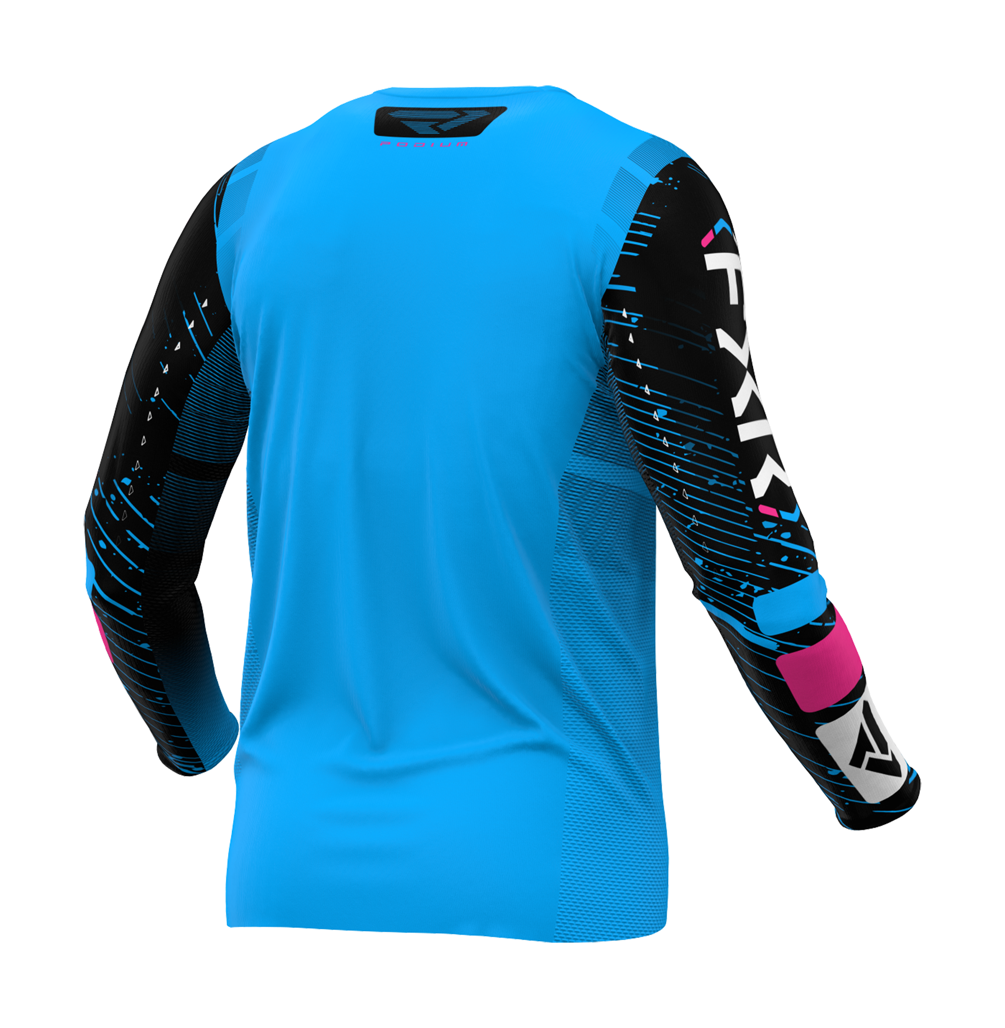 FXR Youth Motocross Jersey Podium - Cyan / Black / Pink