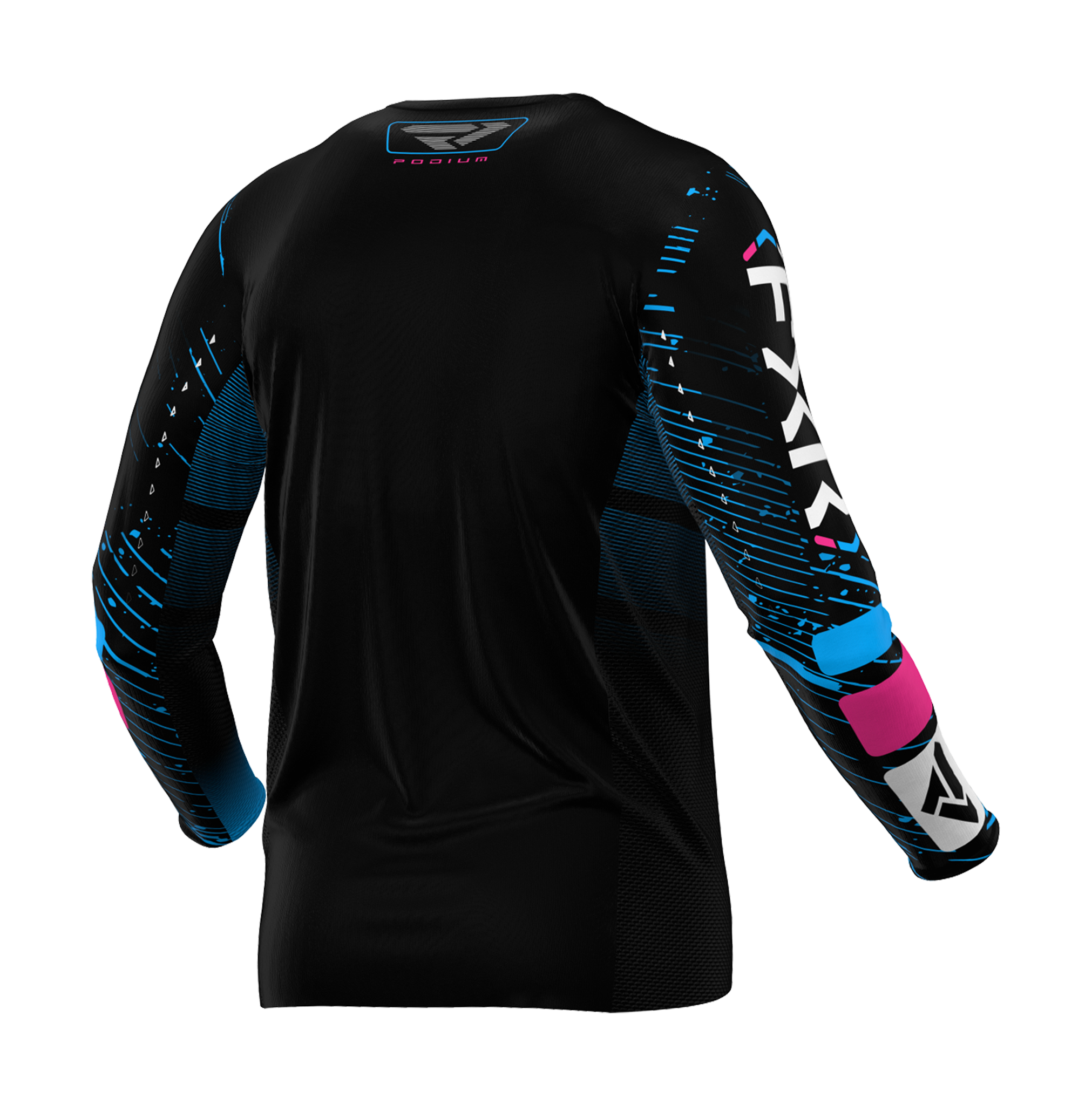 FXR Youth Motocross Jersey Podium - Black / Cyan / Pink