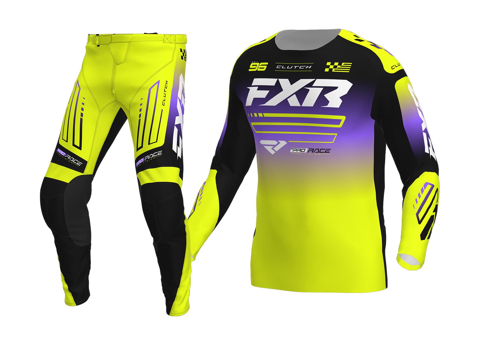 FXR Youth Motocross Gear 2026 Clutch Pro - HiVis / Black / Purple