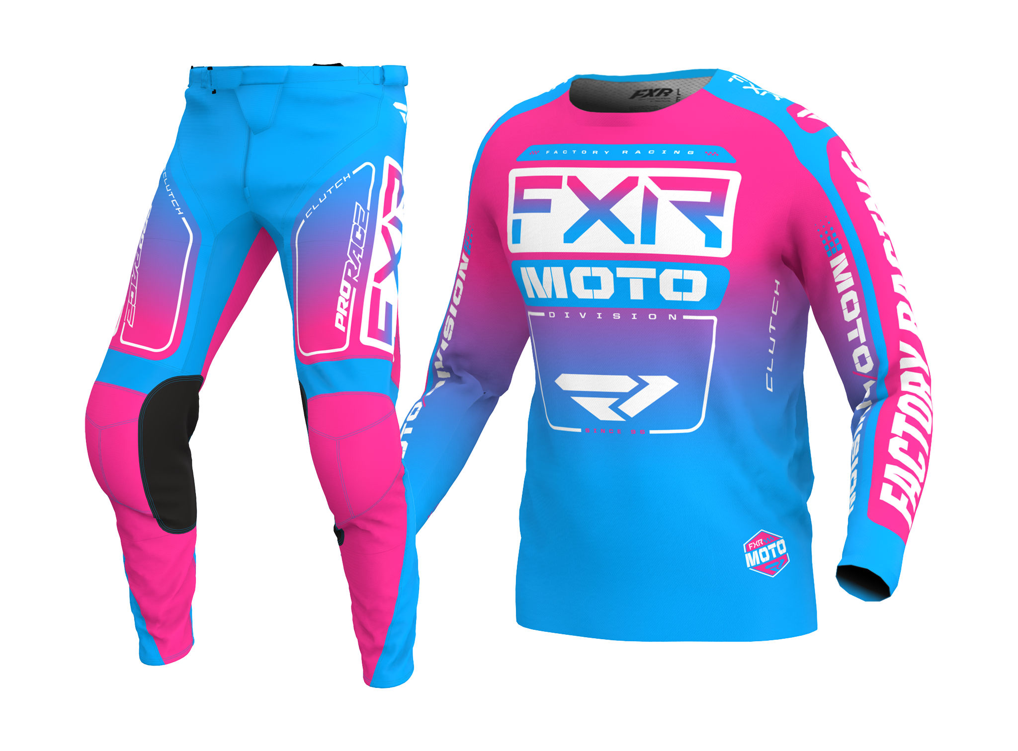 FXR Youth Motocross Gear Clutch - Cyan / Pink