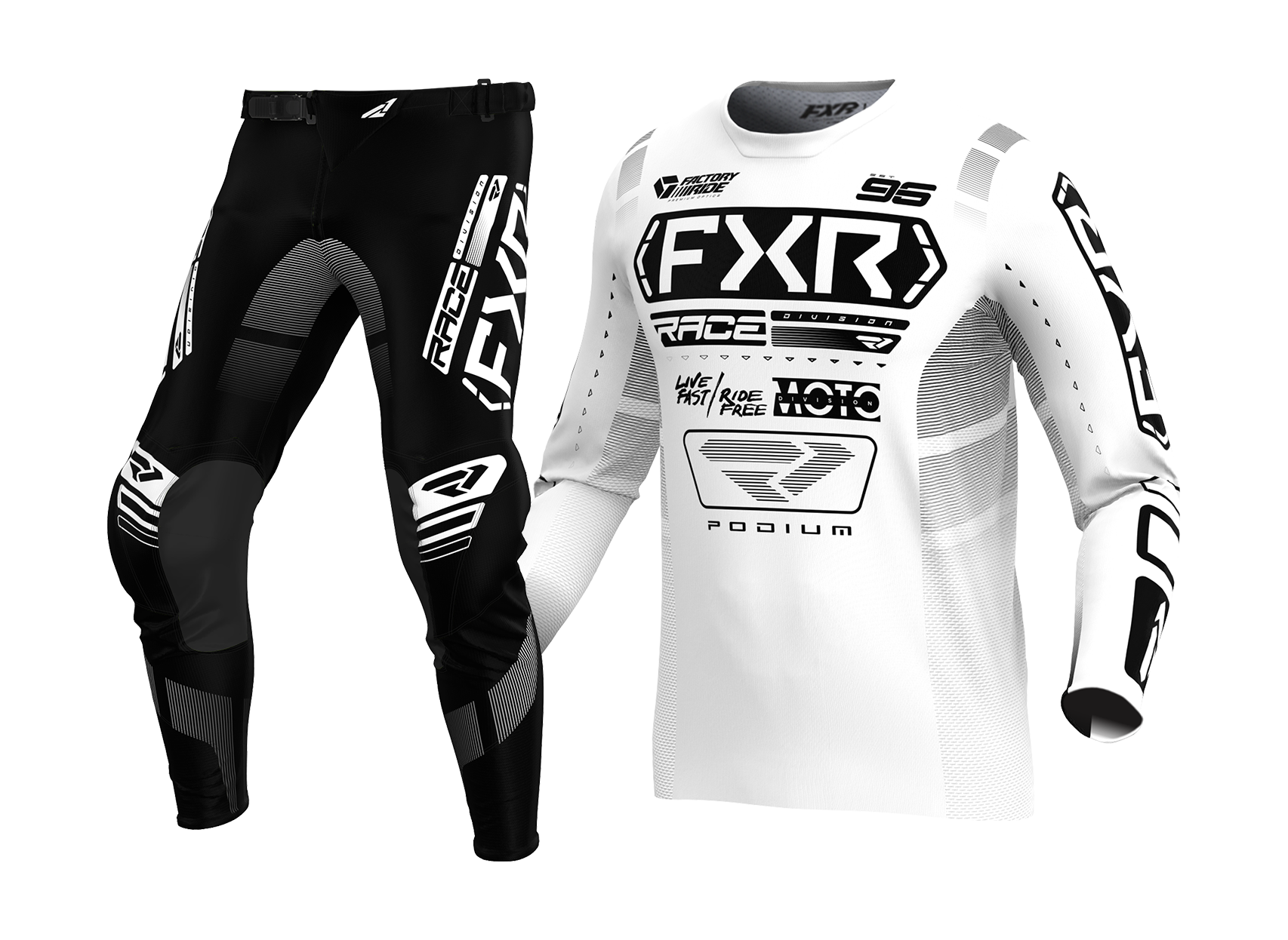 FXR Youth Motocross Gear Podium - White / Black