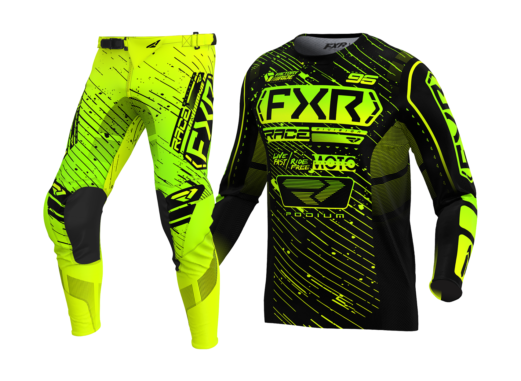 FXR Youth Motocross Gear Podium - Black / HiVis / Lime