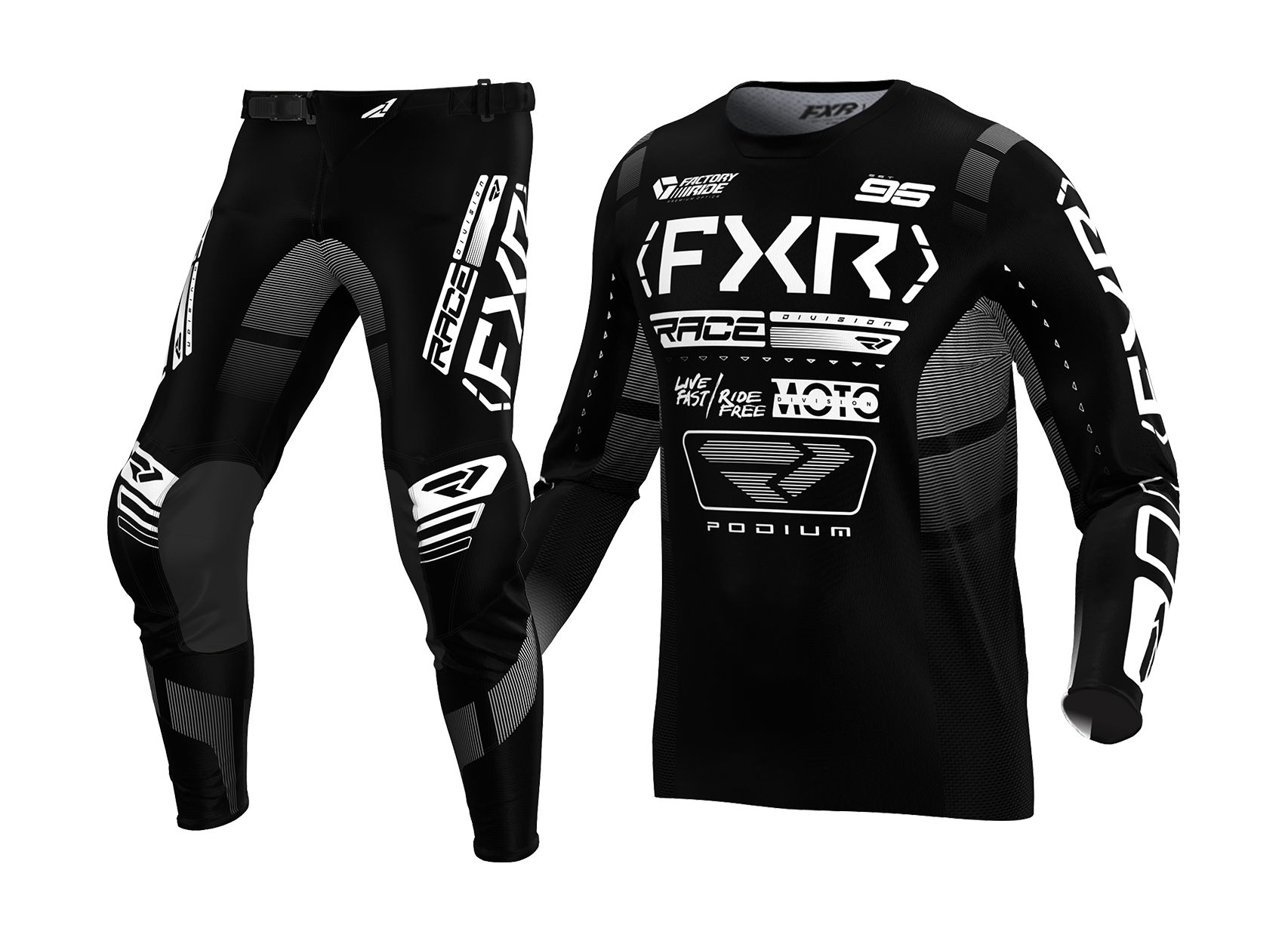 FXR Youth Motocross Gear Podium - Black / White