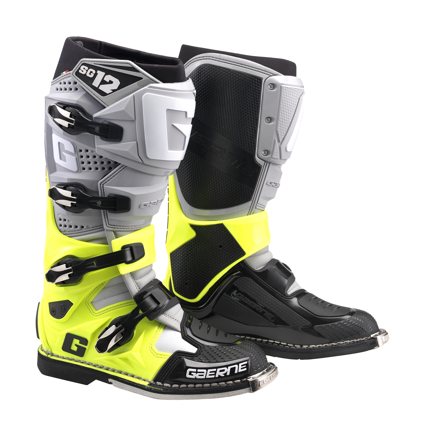 Gaerne Motocross Boots SG-12 - Grey / Fluo Yellow / Black