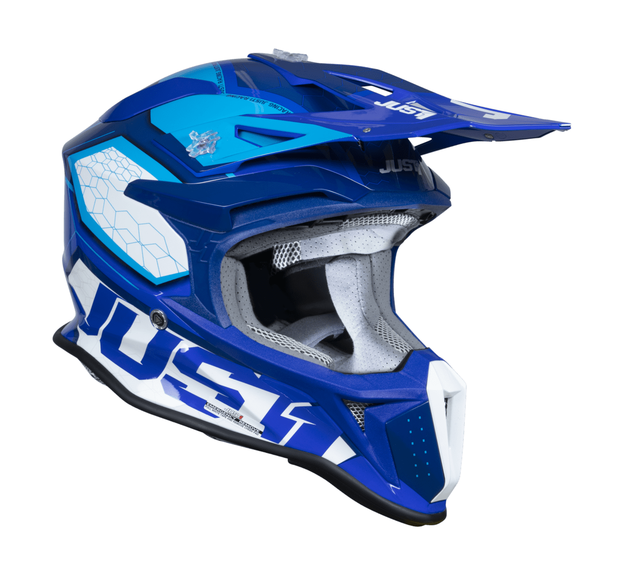 Just1 Motocross Helmet J18F Hexa - Blue / White