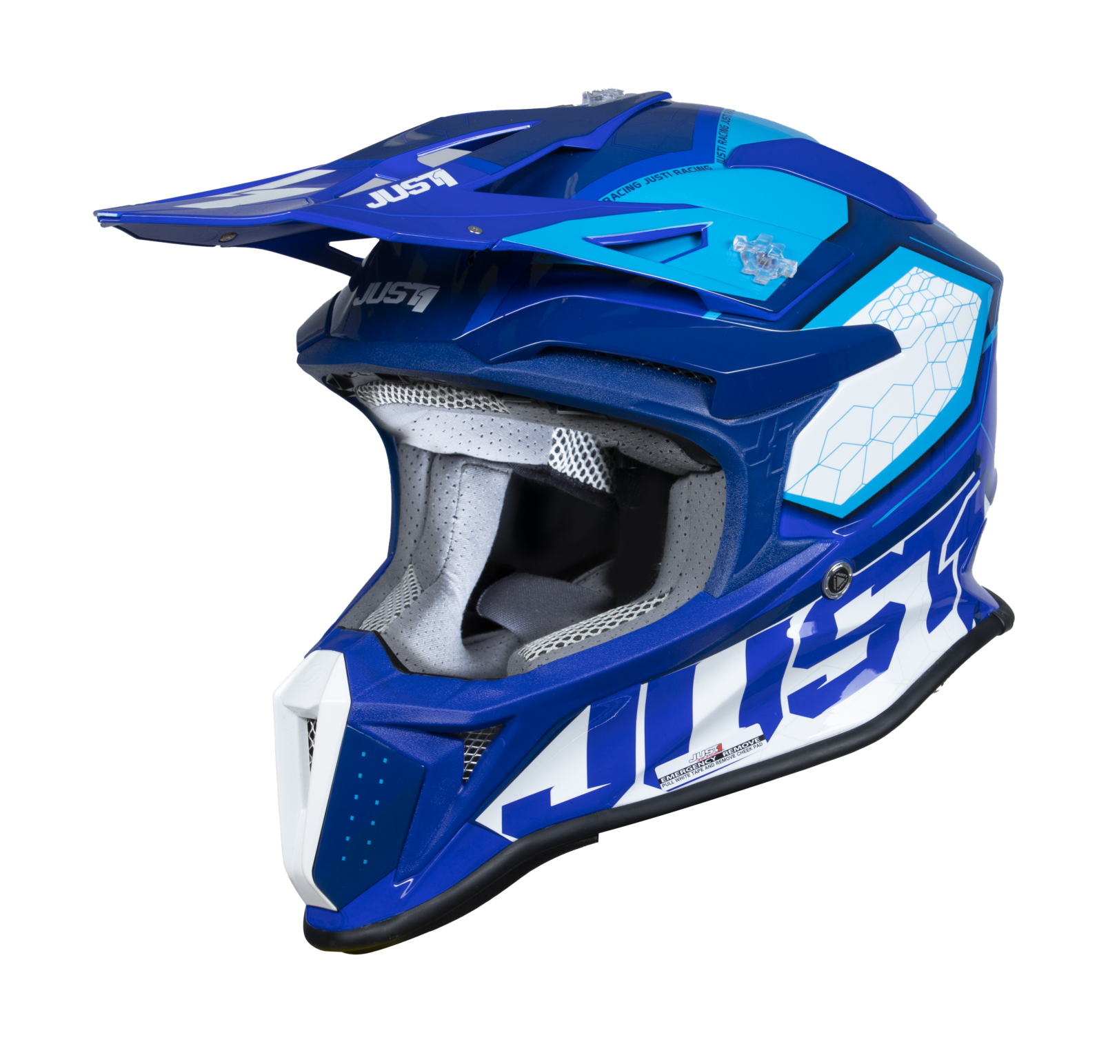 Just1 Motocross Helmet J18F Hexa - Blue / White