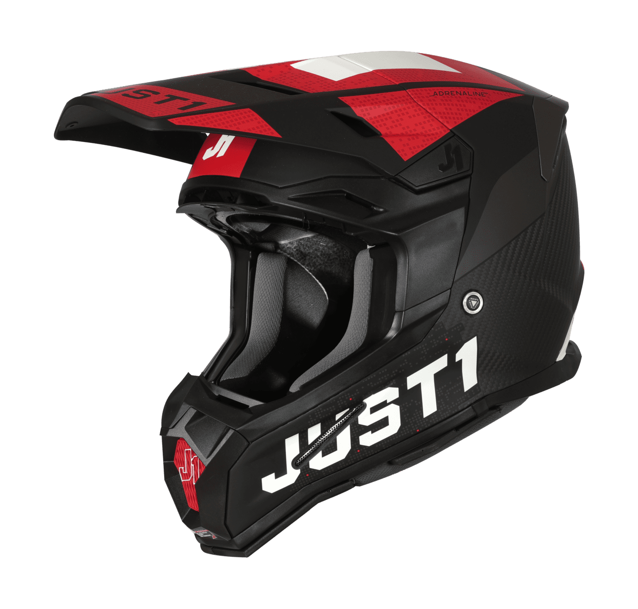 Just1 Motocross Helmet J22C Adrenaline - Red / White / Carbon