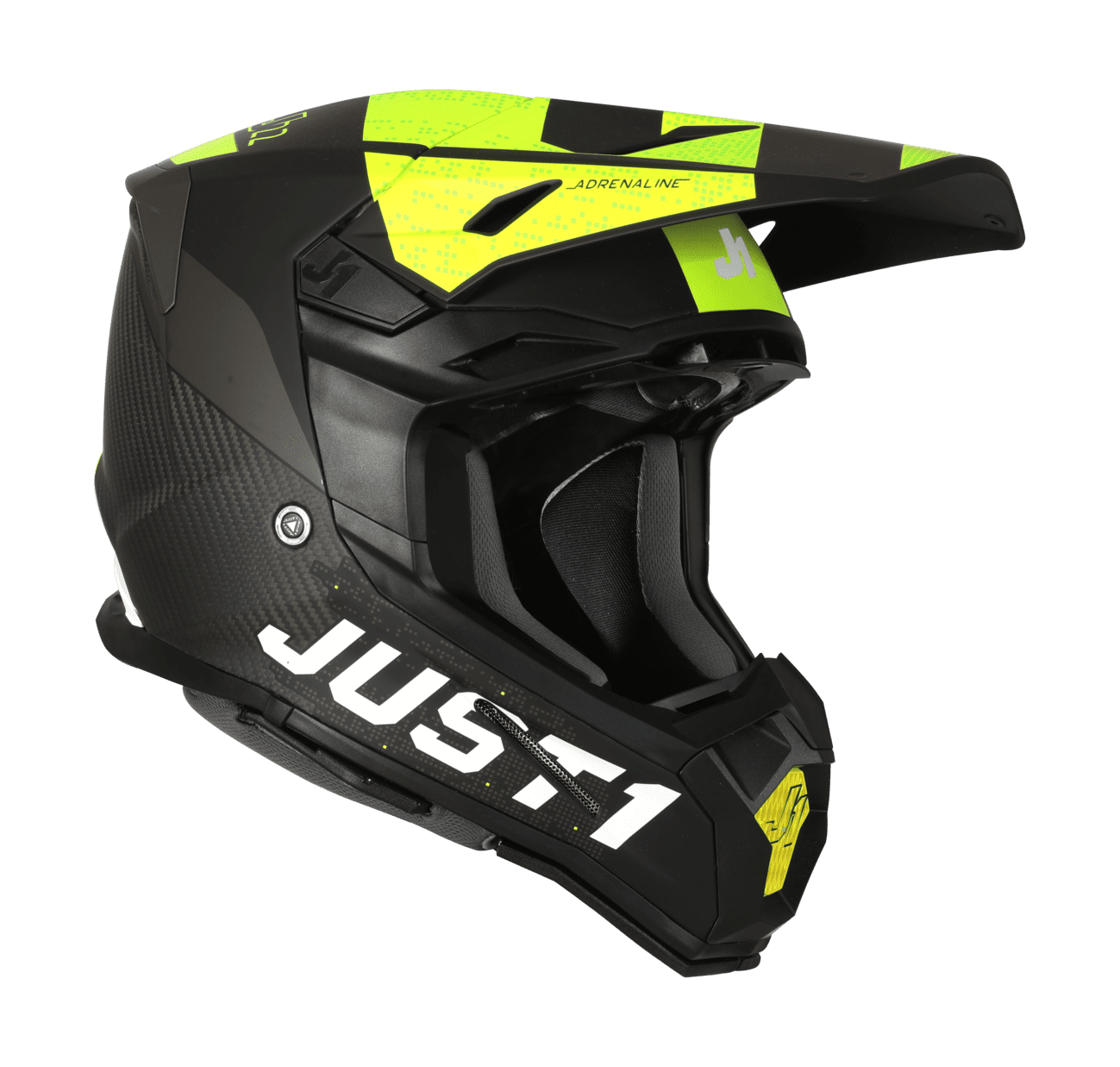 Just1 Motocross Helmet J22C Adrenaline - Black / Fluo Yellow / Carbon