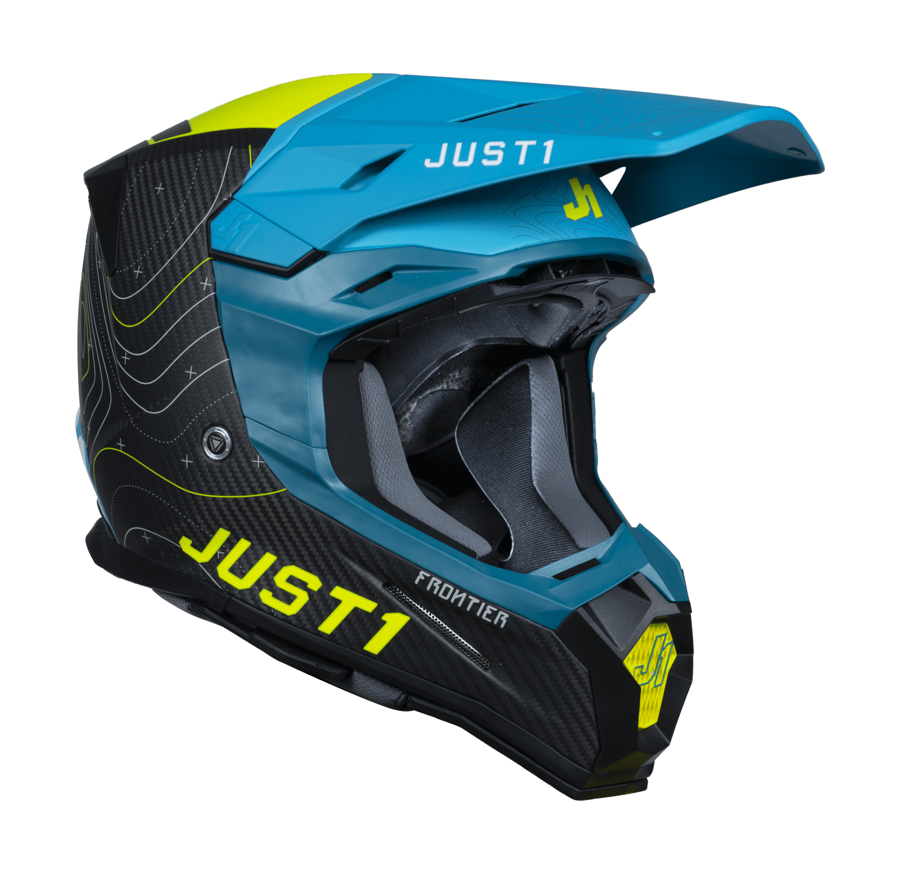 Just1 Motocross Helmet J22C Frontier - Fluo Yellow / Blue / Carbon