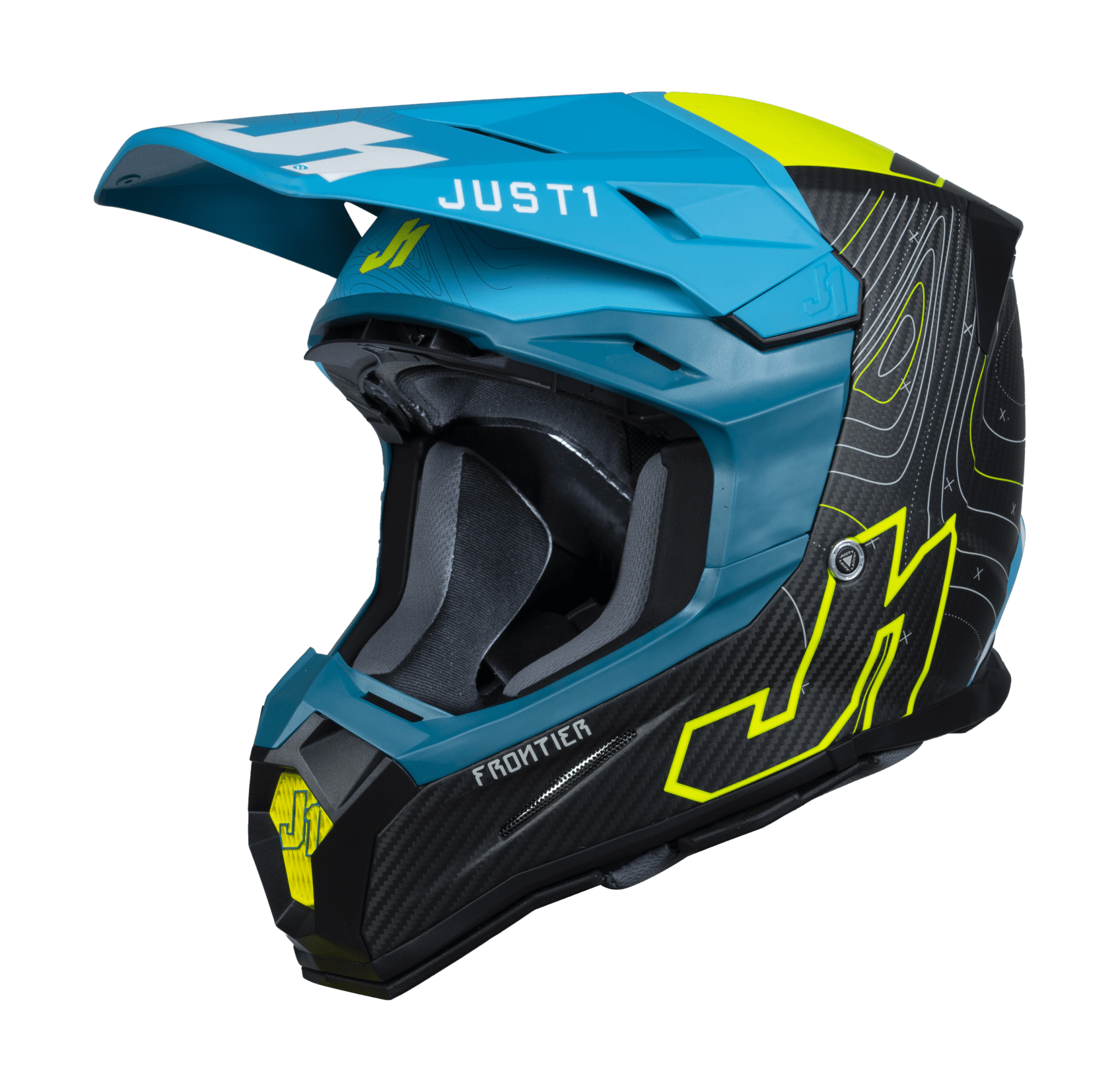 Just1 Motocross Helmet J22C Frontier - Fluo Yellow / Blue / Carbon