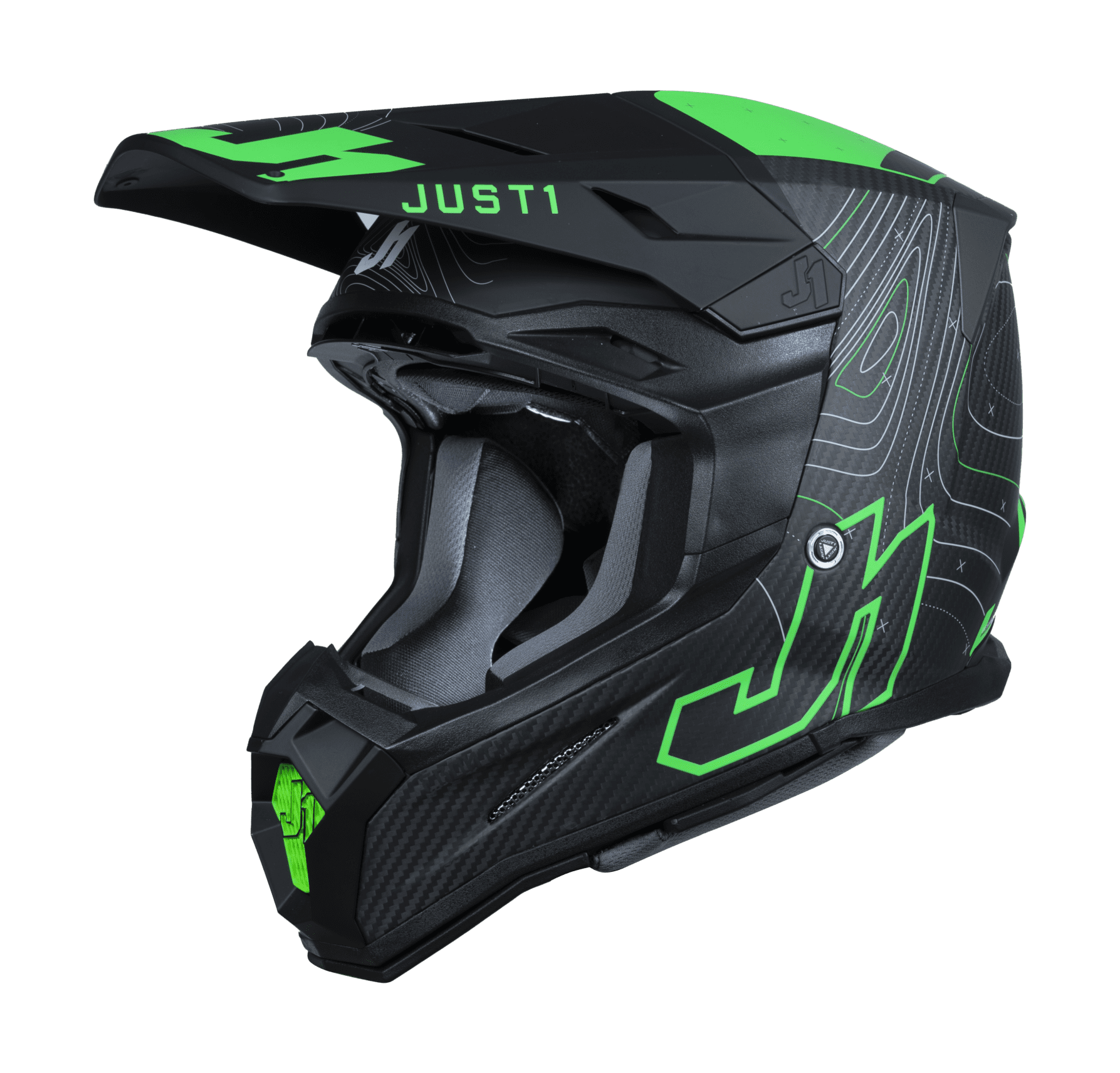Just1 Motocross Helmet J22C Frontier - Black / Fluo Green / Carbon