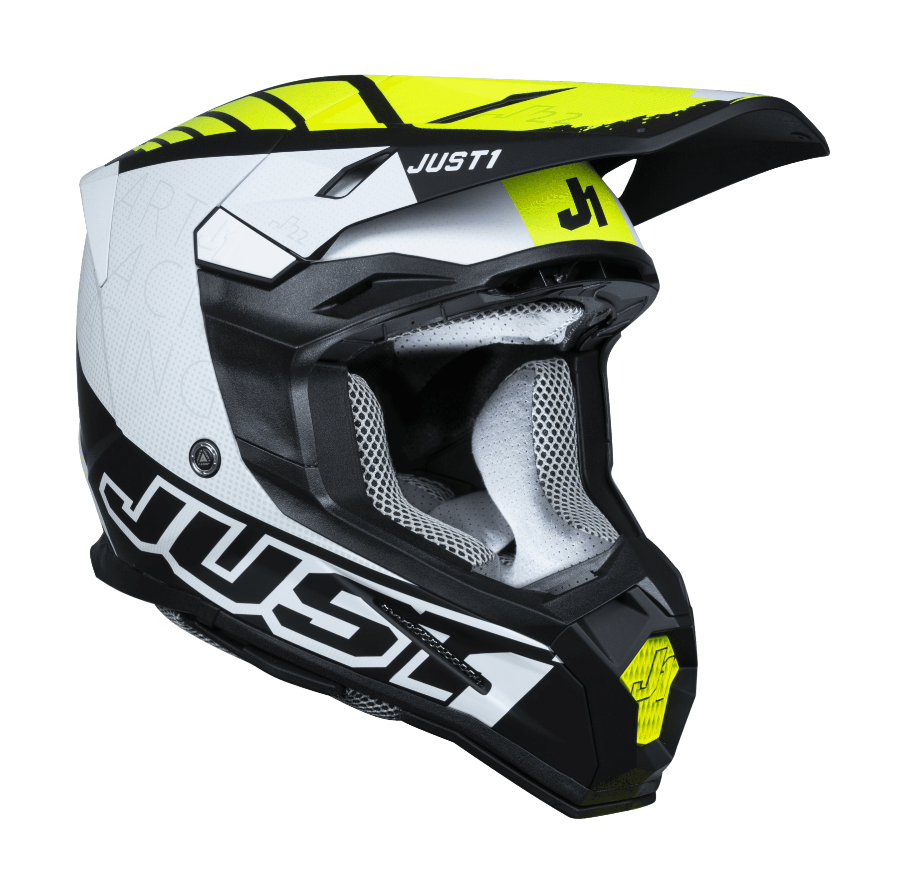 Just1 Motocross Helmet J22F Dynamo - Black / White / Fluo Yellow