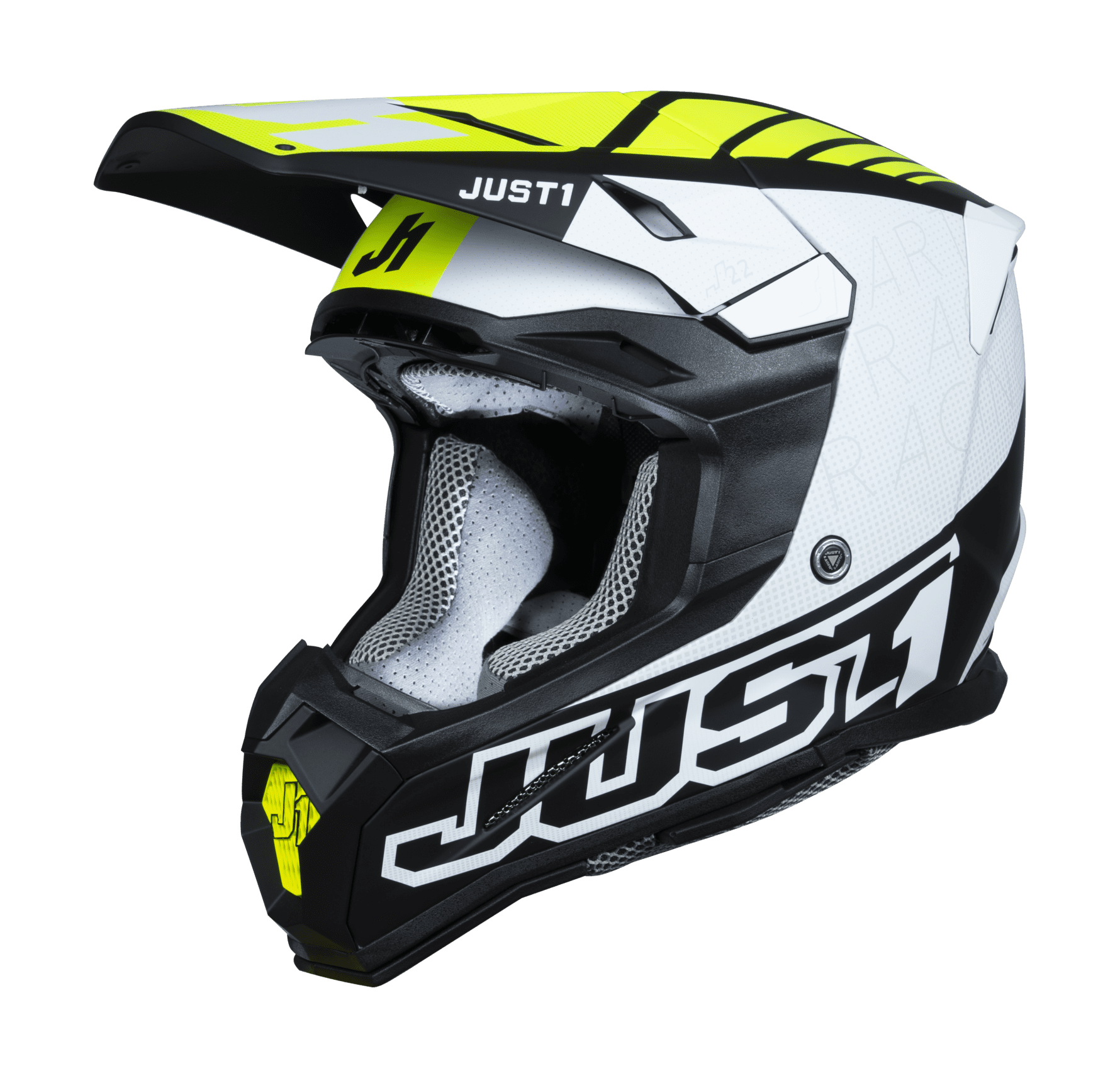 Just1 Motocross Helmet J22F Dynamo - Black / White / Fluo Yellow