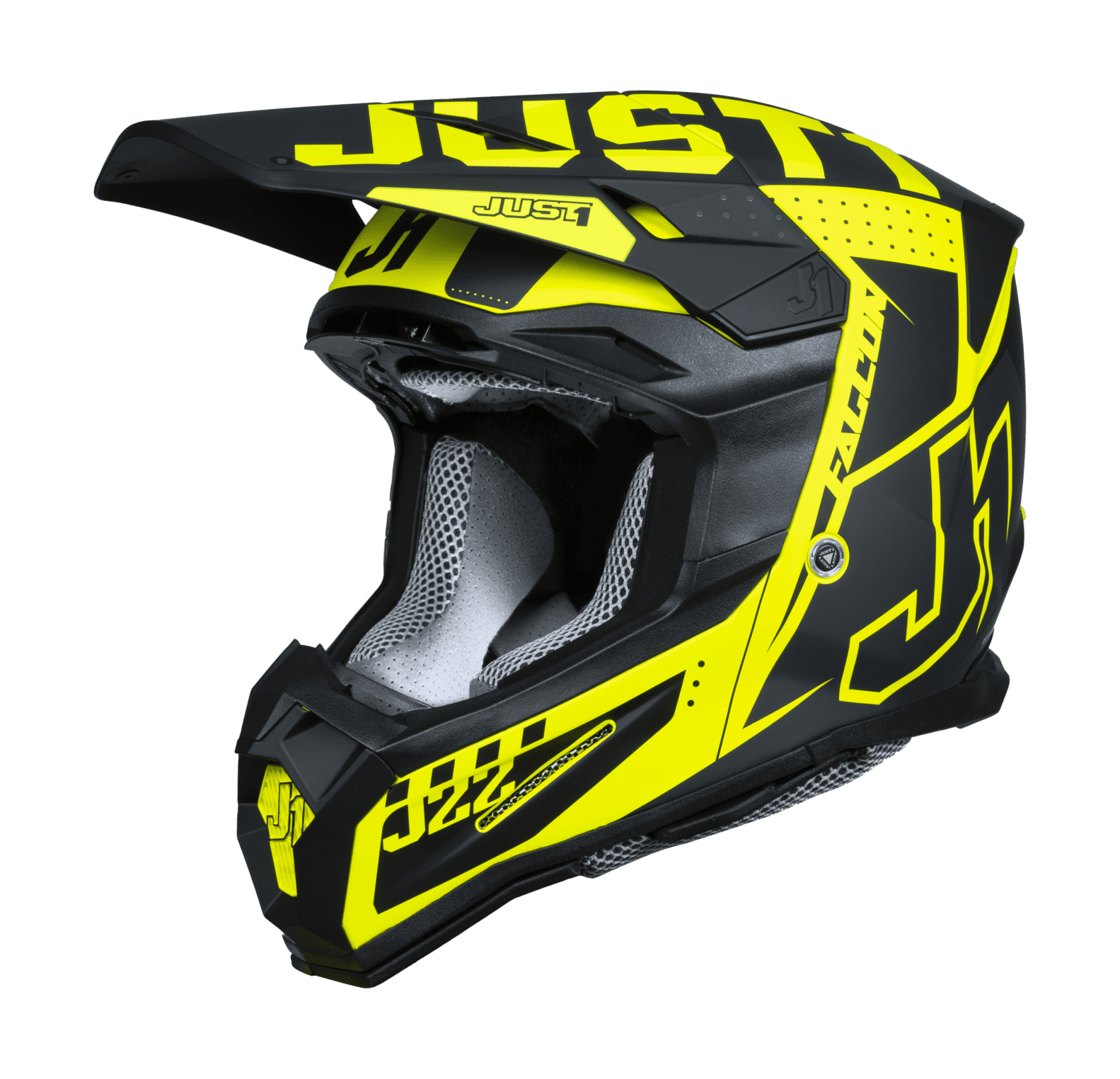 Just1 Motocross Helmet J22F Falcon - Black / Titanium / Fluo Yellow