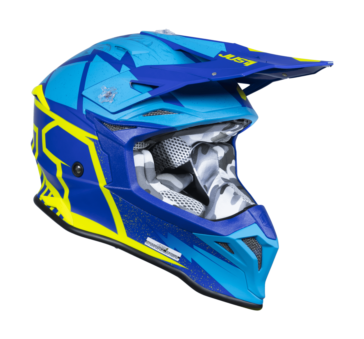 Just1 Motocross Helmet J39 Poseidon - Blue / Fluo Yellow