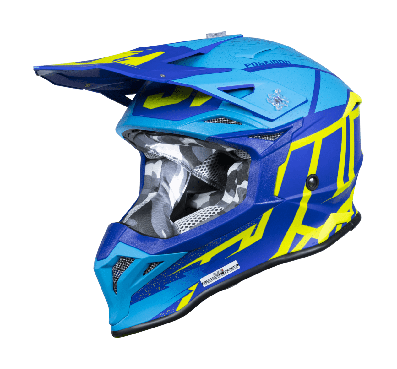 Just1 Motocross Helmet J39 Poseidon - Blue / Fluo Yellow