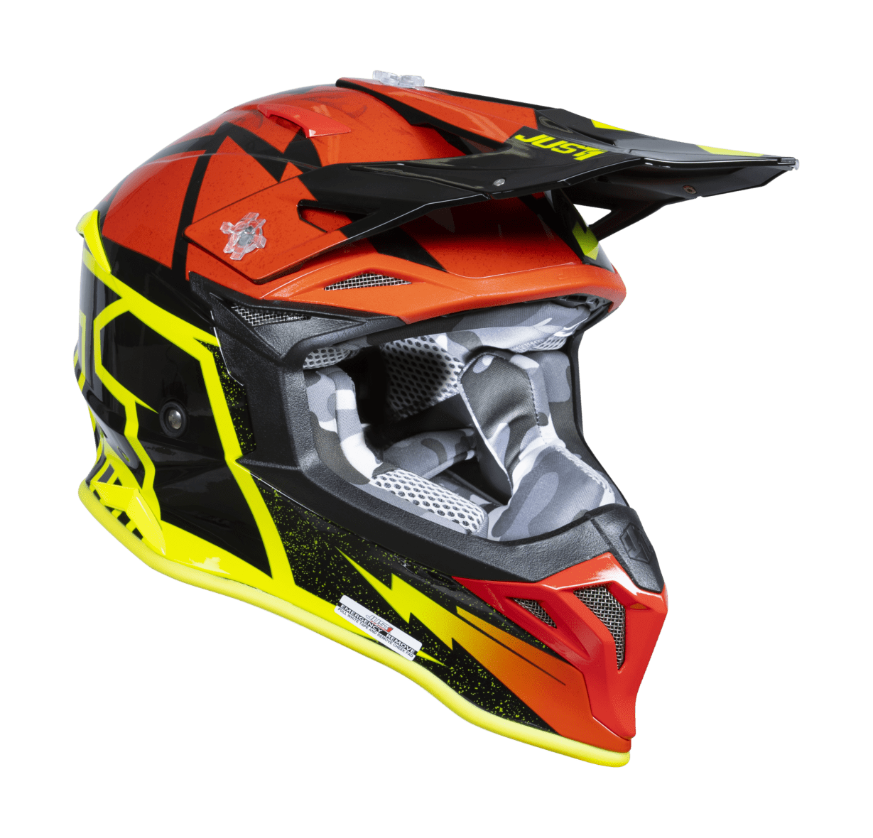 Just1 Motocross Helmet J39 Poseidon - Black / Fluo Yellow / Red