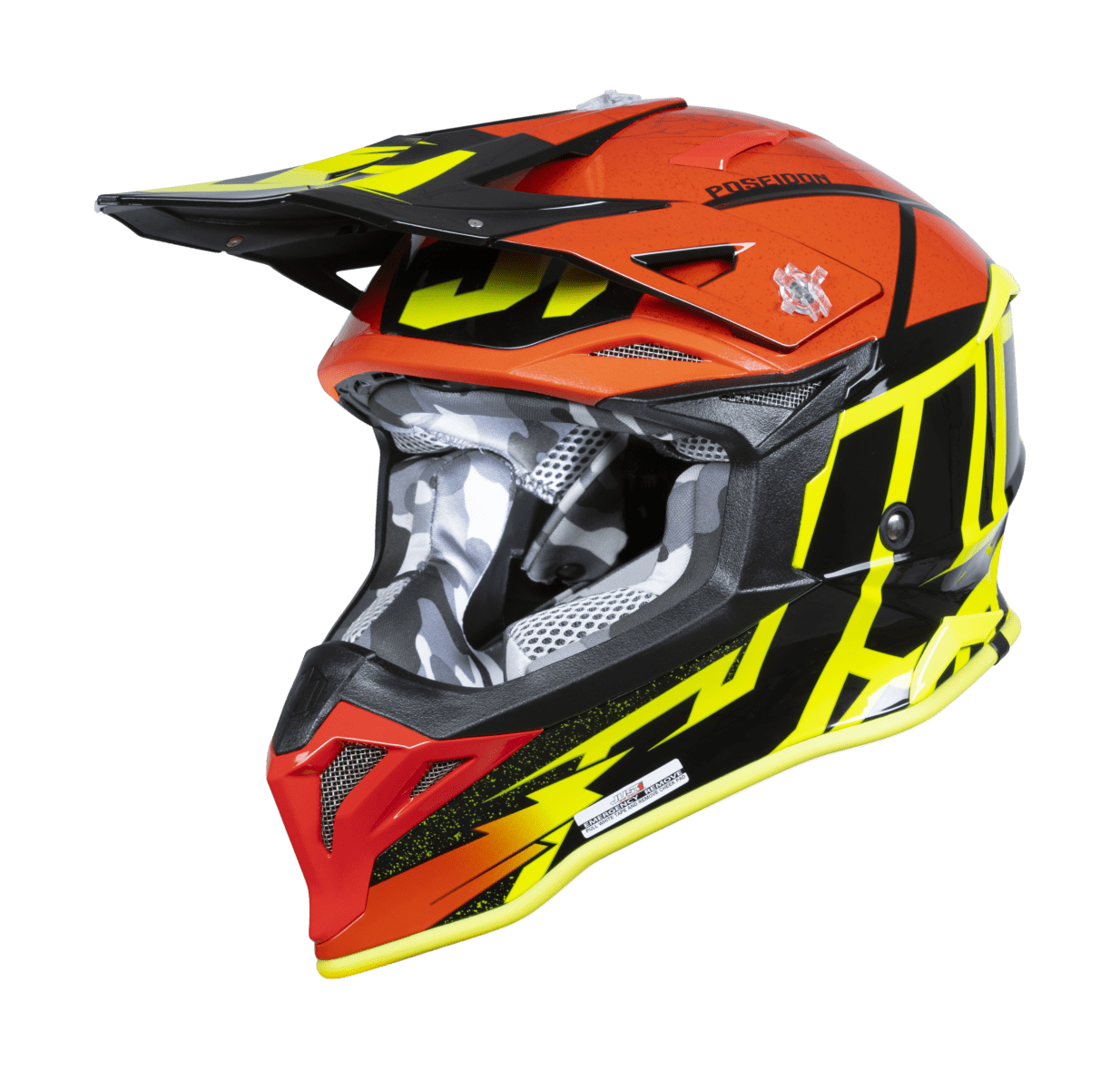 Just1 Motocross Helmet J39 Poseidon - Black / Fluo Yellow / Red