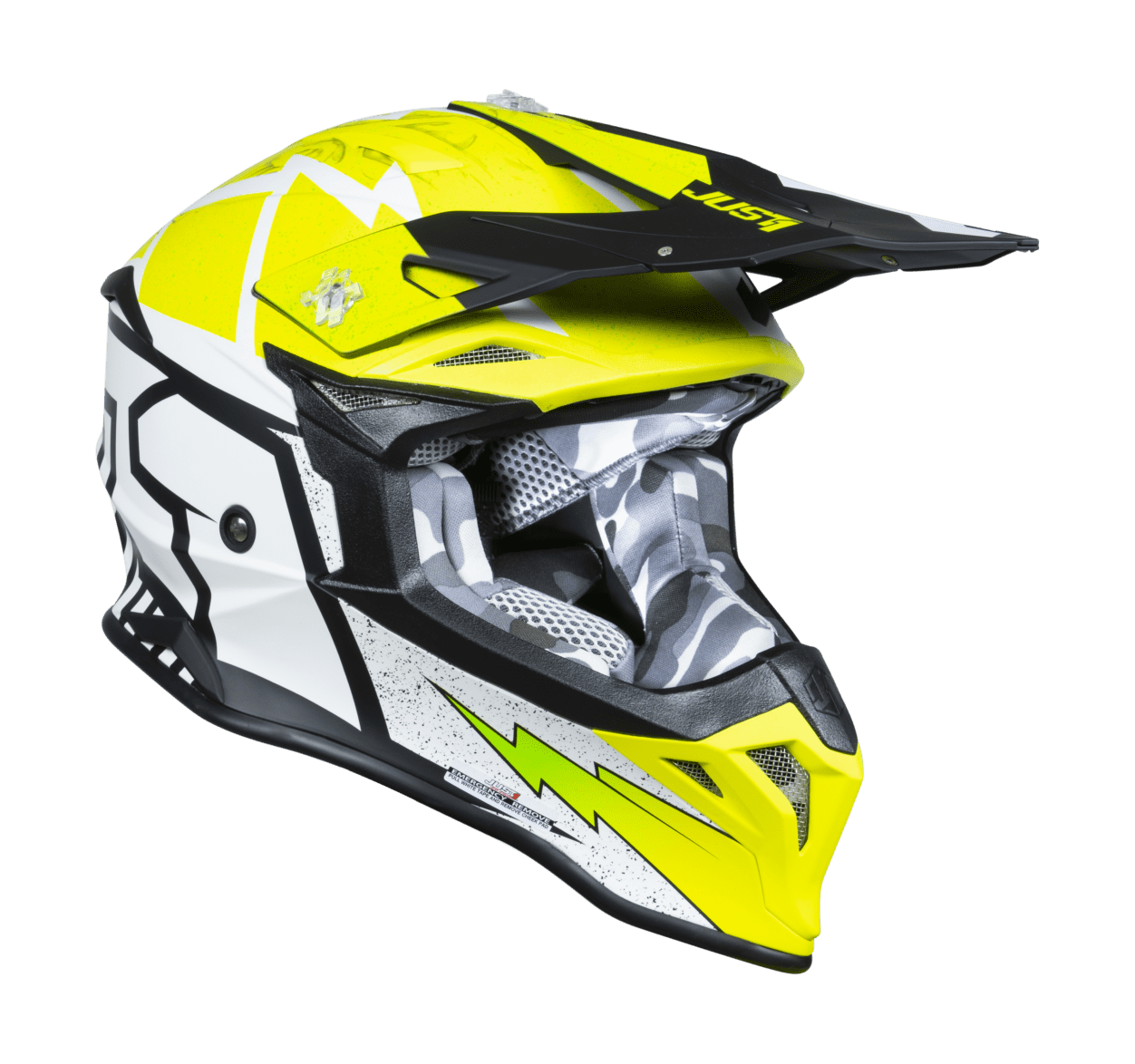 Just1 Motocross Helmet J39 Poseidon - Black / Fluo Yellow / White