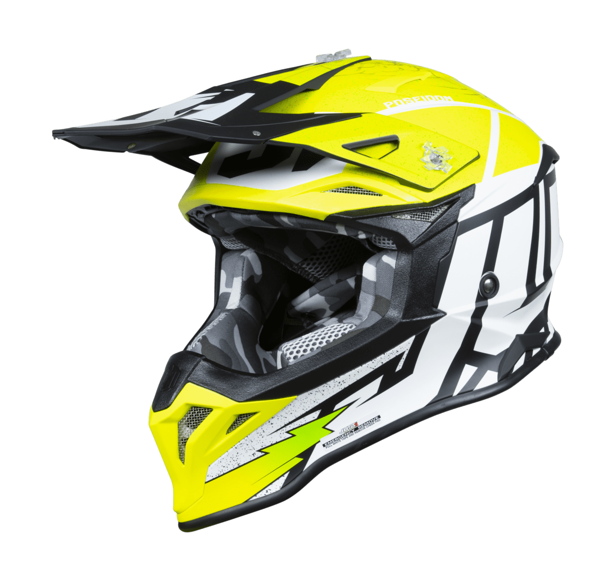 Just1 Motocross Helmet J39 Poseidon - Black / Fluo Yellow / White
