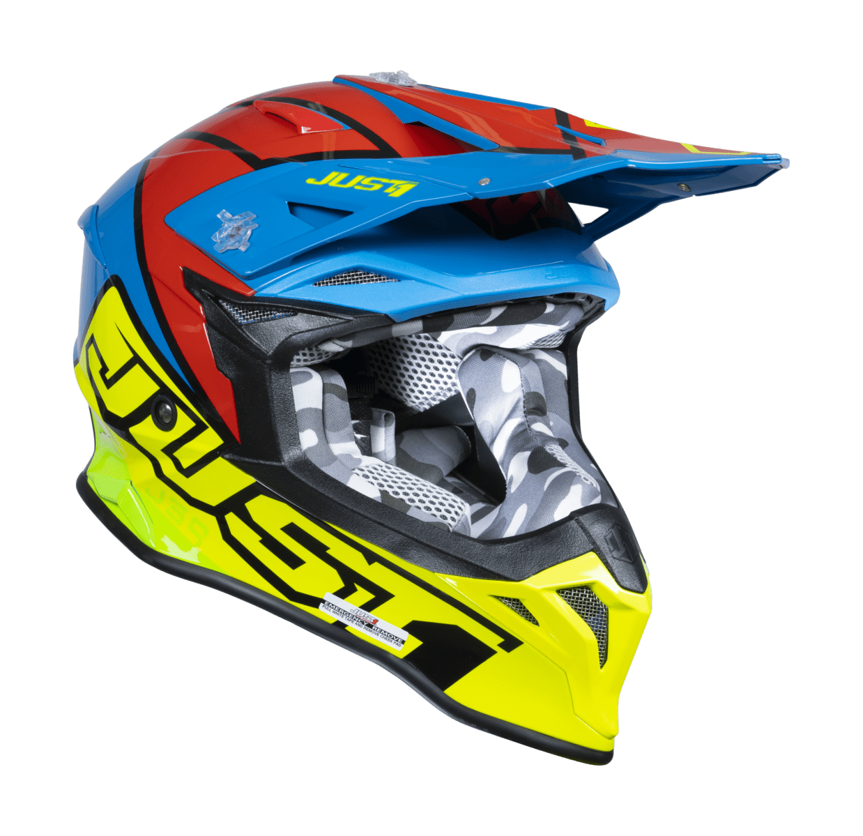 Just1 Motocross Helmet J39 Thruster - Fluo Yellow / Blue / Red / Black