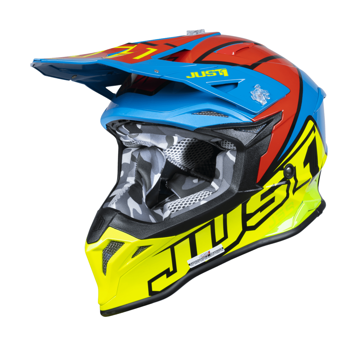 Just1 Motocross Helmet J39 Thruster - Fluo Yellow / Blue / Red / Black