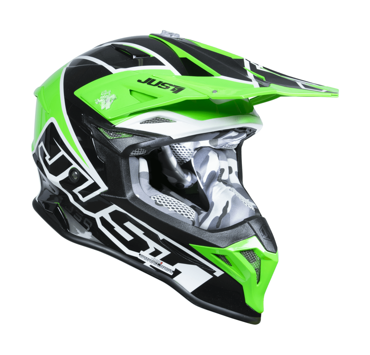 Just1 Motocross Helmet J39 Thruster - Black / Fluo Green / White