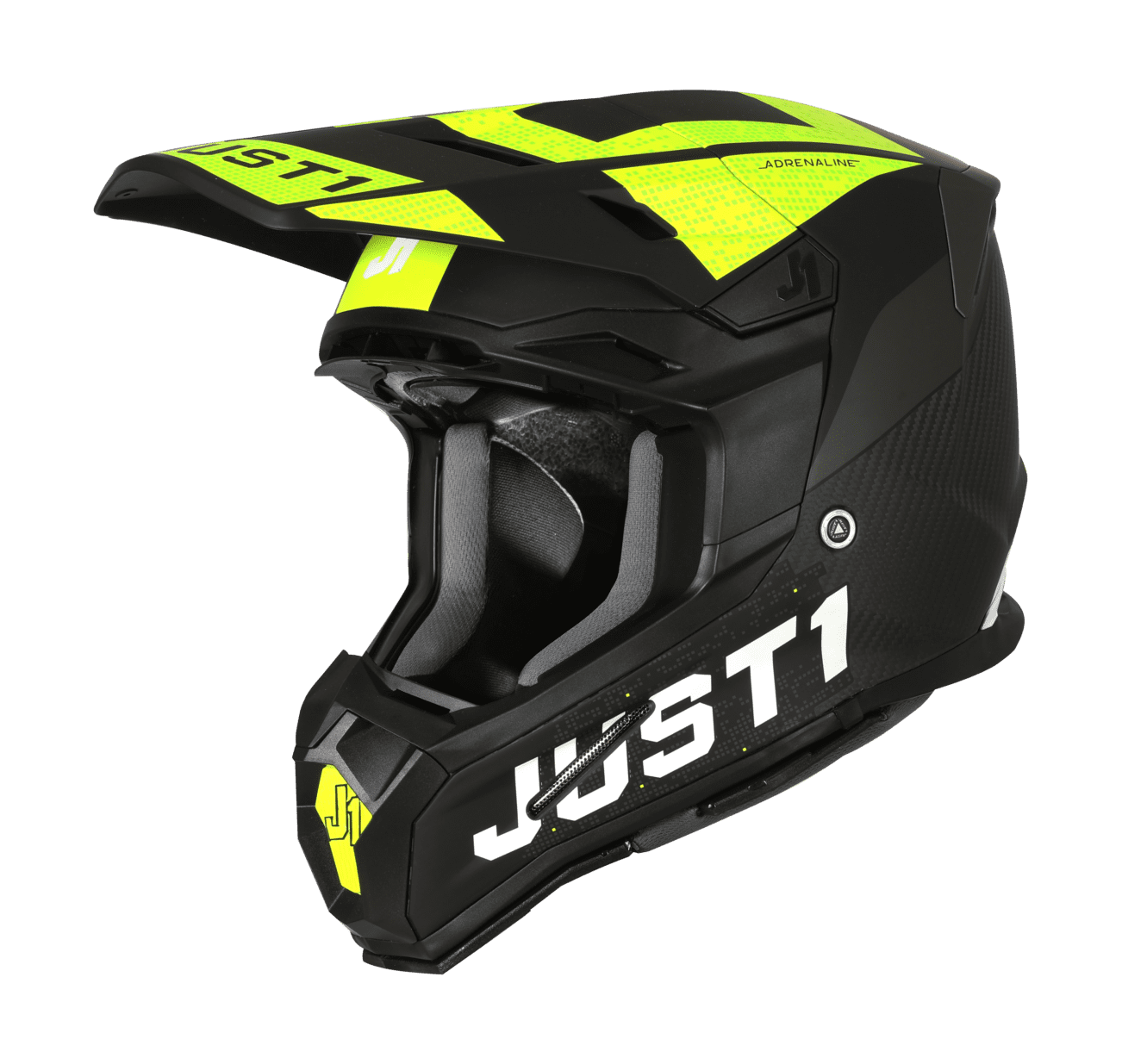 Just1 Youth Motocross Helmet J22C Adrenaline - Black / Fluo Yellow / Carbon