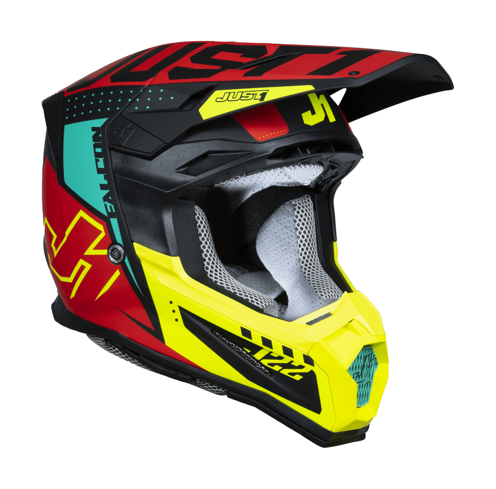 Just1 Youth Motocross Helmet J22F Falcon - Red / Fluo Yellow / Black