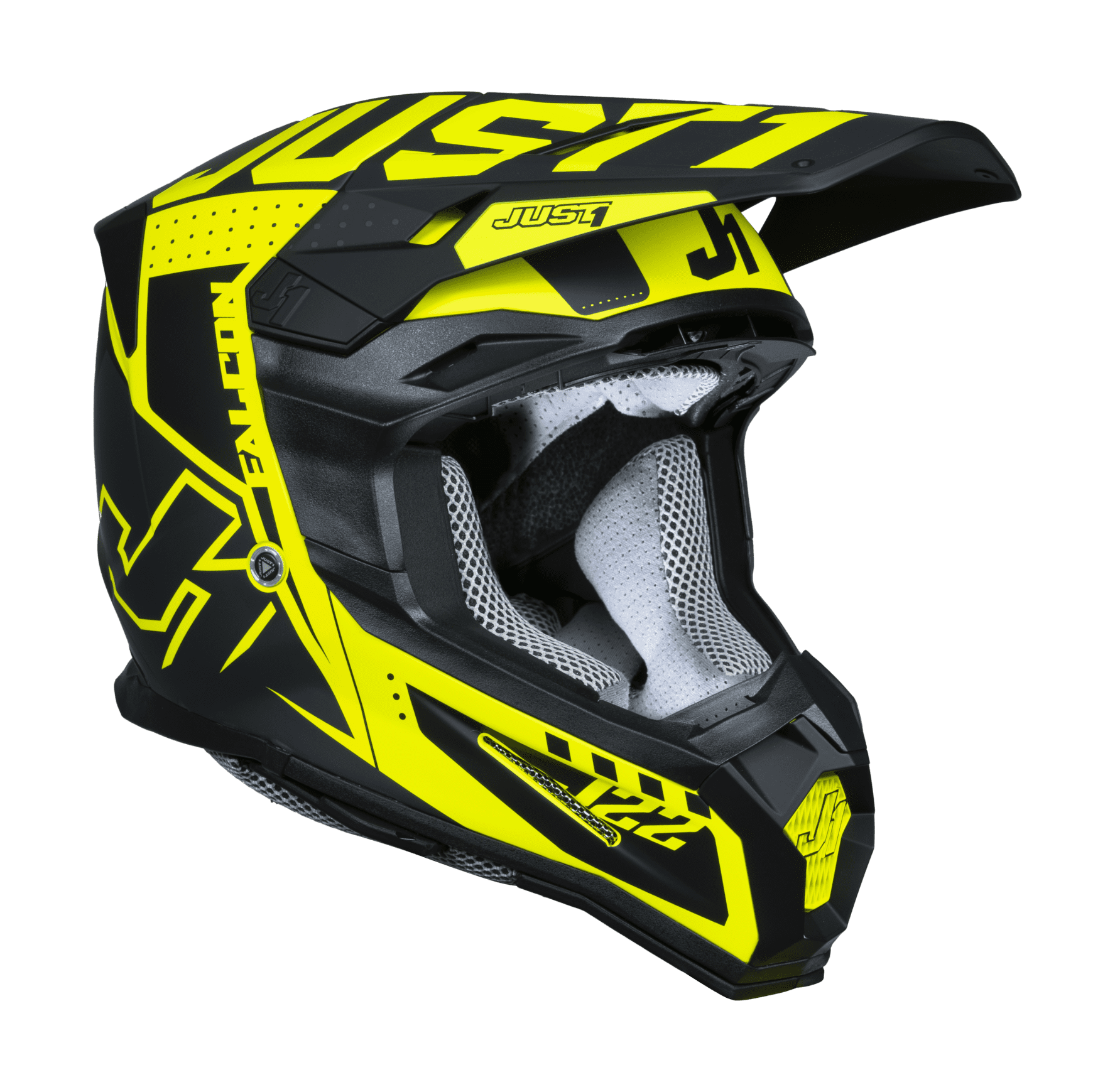 Just1 Youth Motocross Helmet J22F Falcon - Black / Titanium / Fluo Yellow