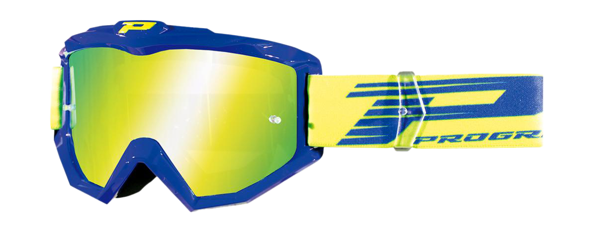 Progrip Motocross Goggle 3201 FL Atzaki - Blue - Multilayered / Mirrored Yellow