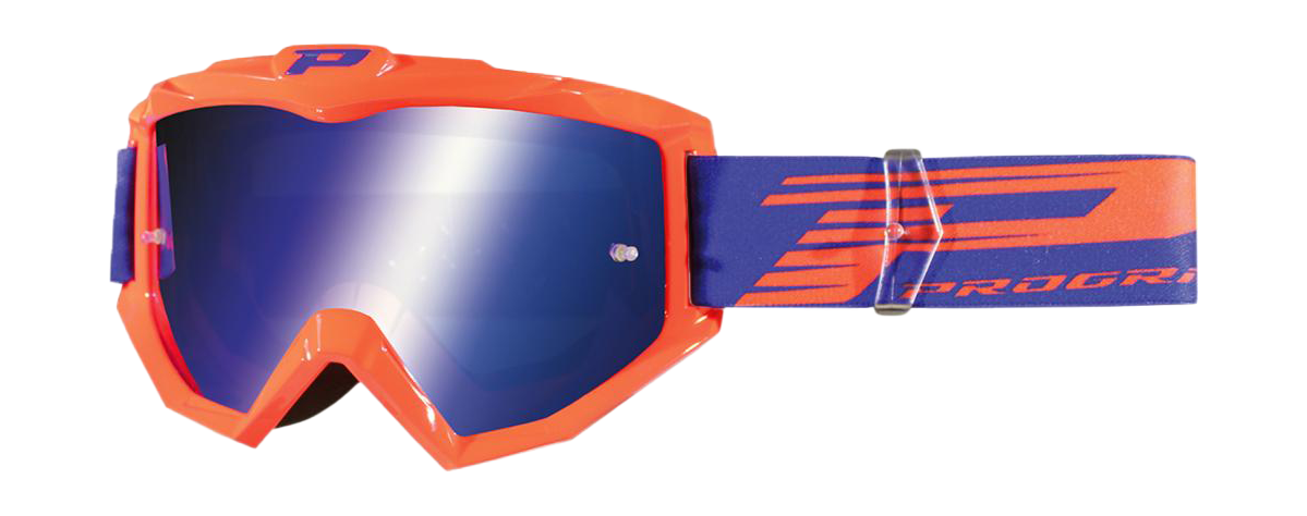 Progrip Motocross Goggle 3201 FL Atzaki - Fluo Orange - Multilayered / Mirrored Blue