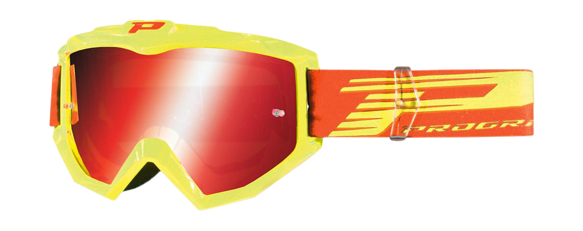Progrip Motocross Goggle 3201 FL Atzaki - Yellow - Multilayered / Mirrored Red