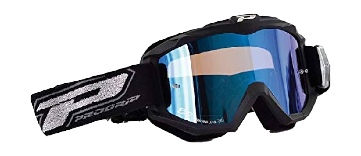 Progrip Motocross Goggle 3204 Dark Side - Fluo Mat Black - Multilayered / Mirrored Blue