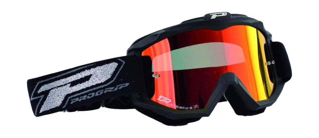 Progrip Motocross Goggle 3204 Dark Side - Fluo Mat Black - Multilayered / Mirrored Orange