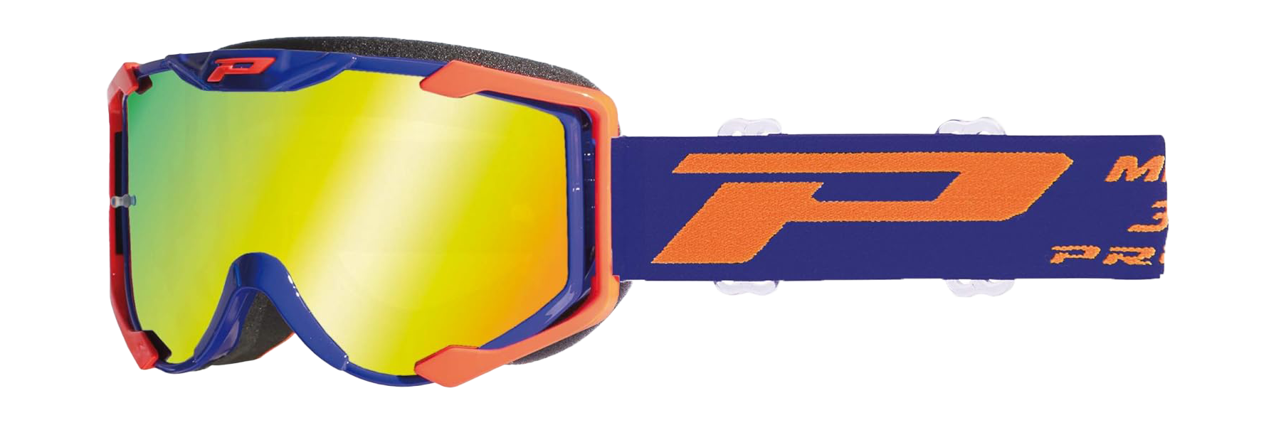 Progrip Motocross Goggle 3400 FL Menace - Blue / Orange - Multilayered / Mirrored Orange