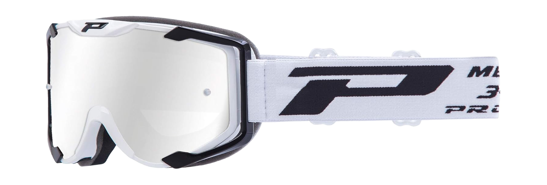 Progrip Motocross Goggle 3400 FL Menace - White / Black - Multilayered / Mirrored Silver