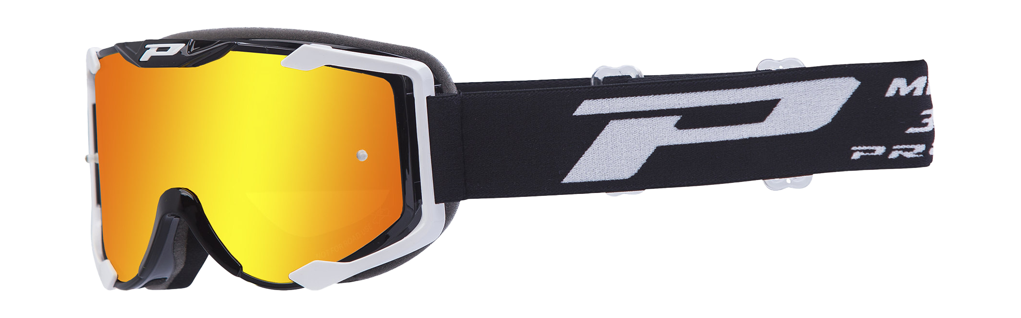 Progrip Motocross Goggle 3400 FL Menace - Black / White - Multilayered / Mirrored Red