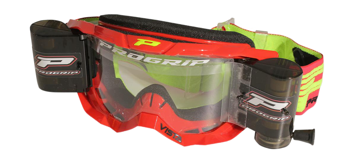 Progrip Motocross Goggle Roll-Off 3303 TR Vista - Red - Clear