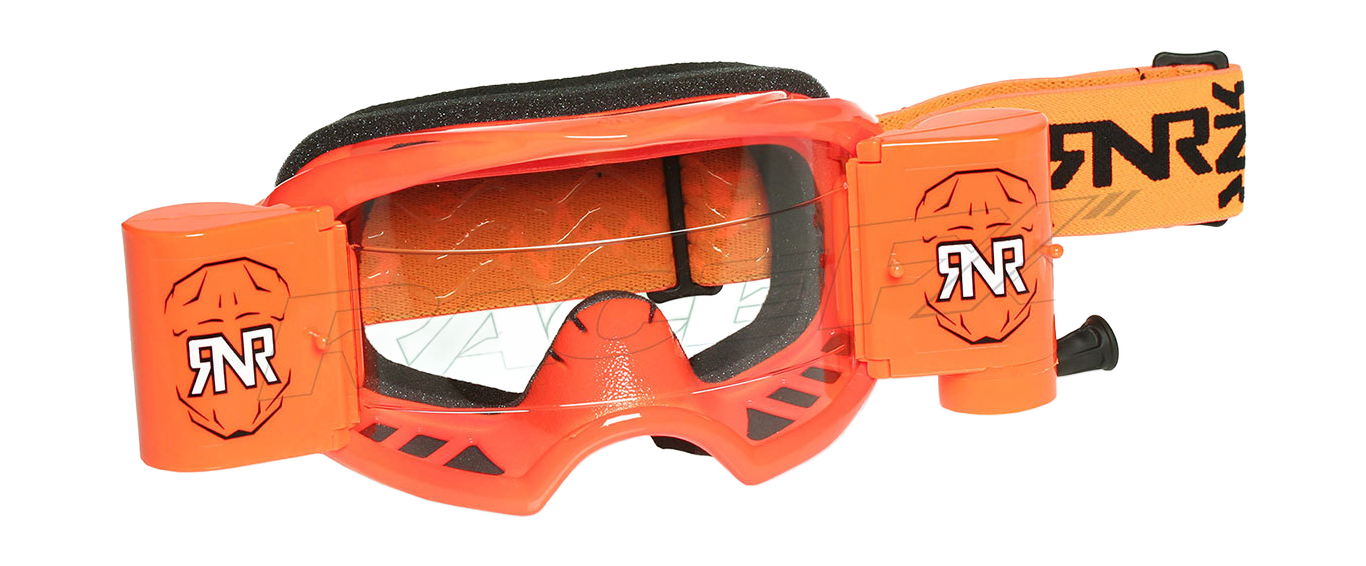 RNR Motocross Goggle Roll-Off Colossus WVS - Neon Orange - Clear